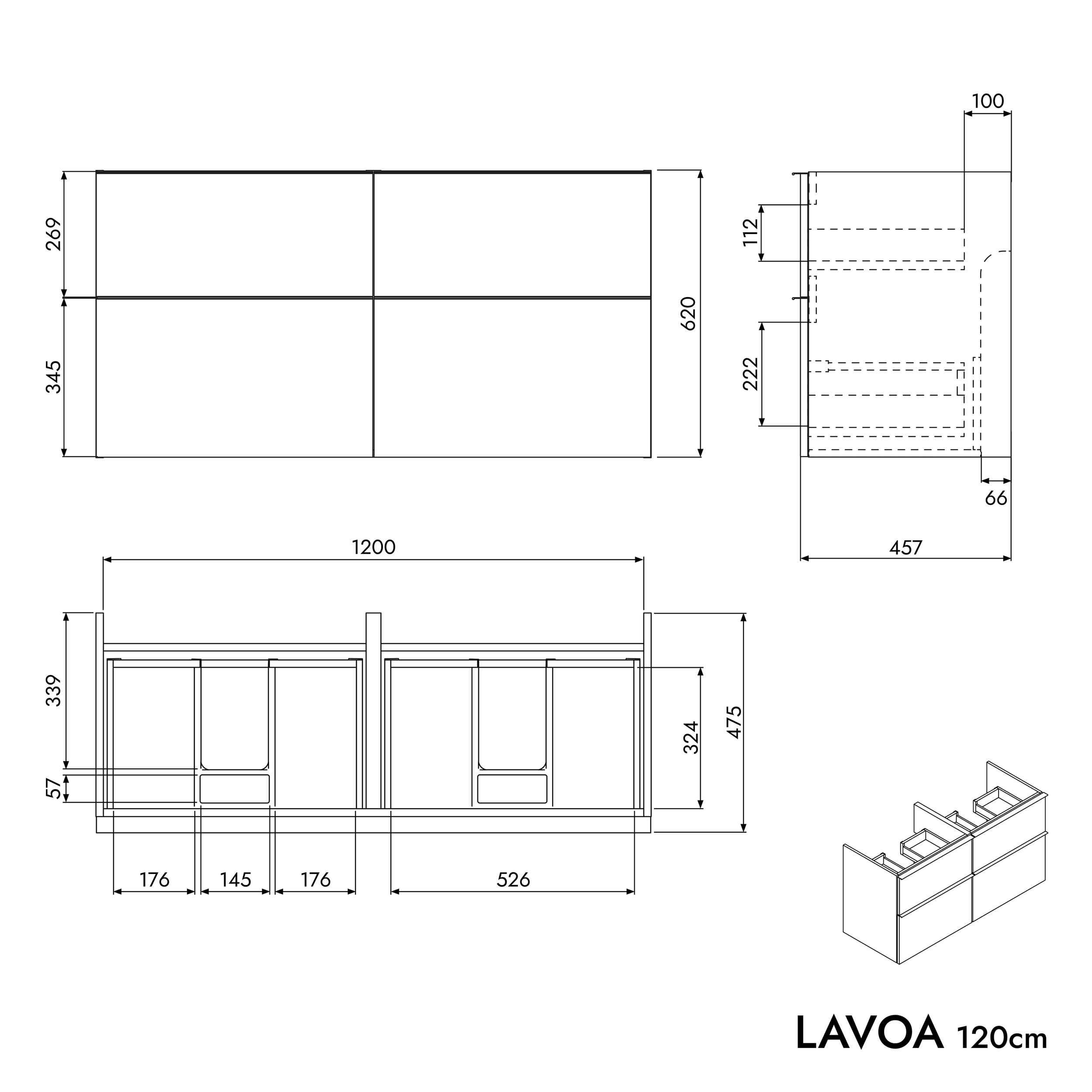 Meuble salle de bain LAVOA 120 cm