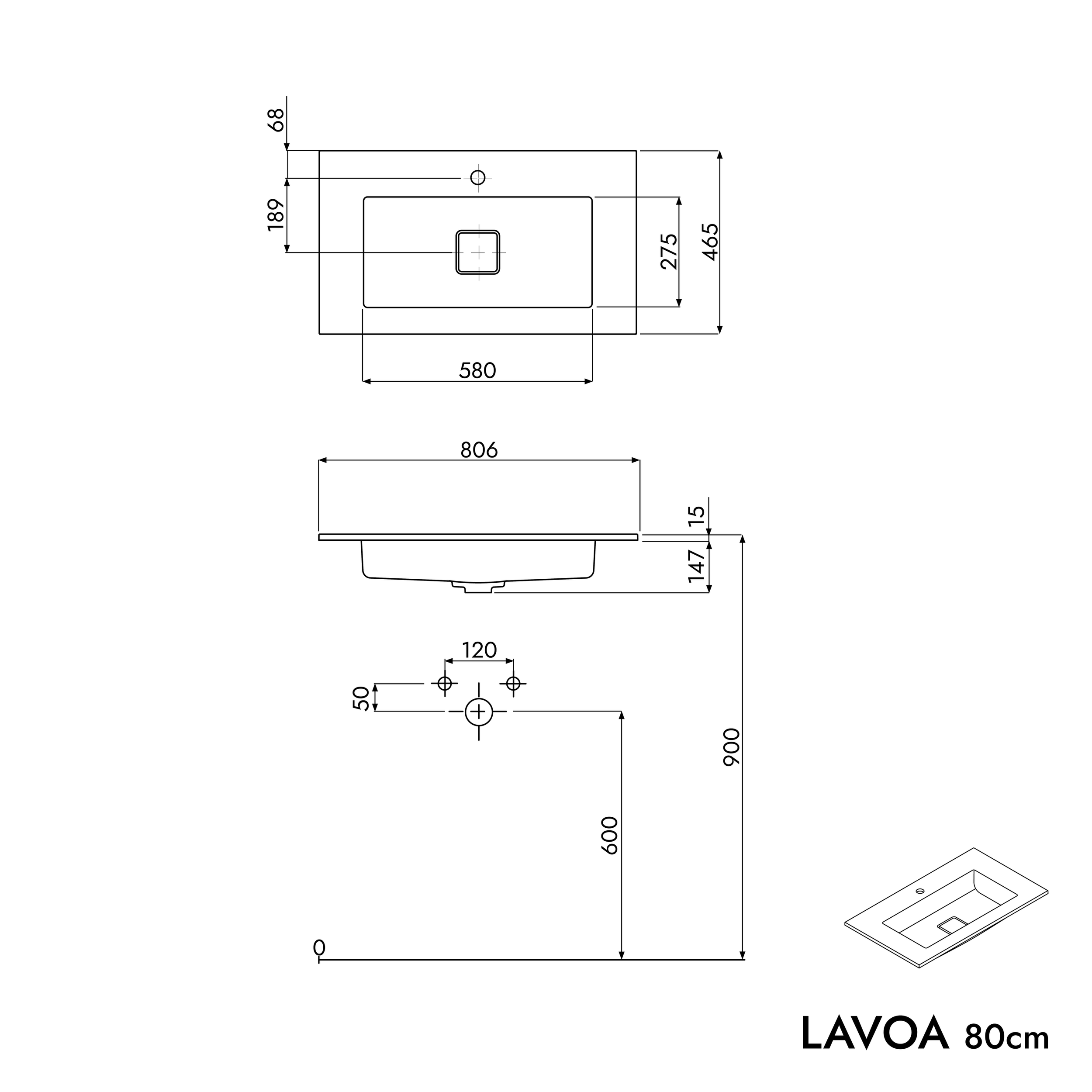 Unterschrank LAVOA 80 cm