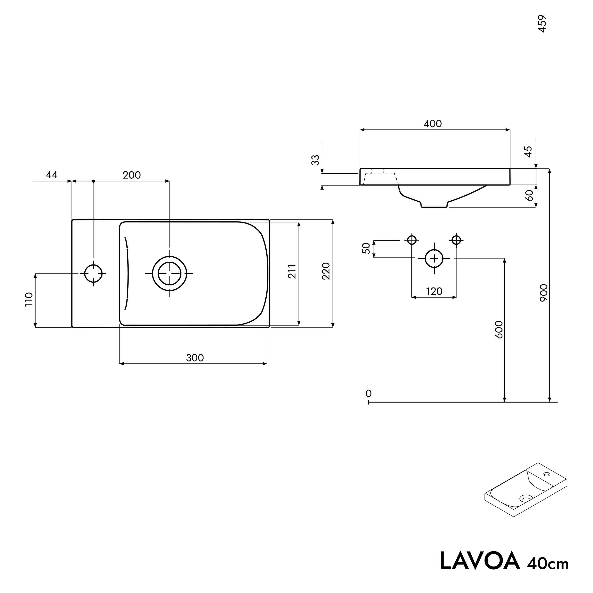 Waschtischunterschrank LAVOA 40 cm