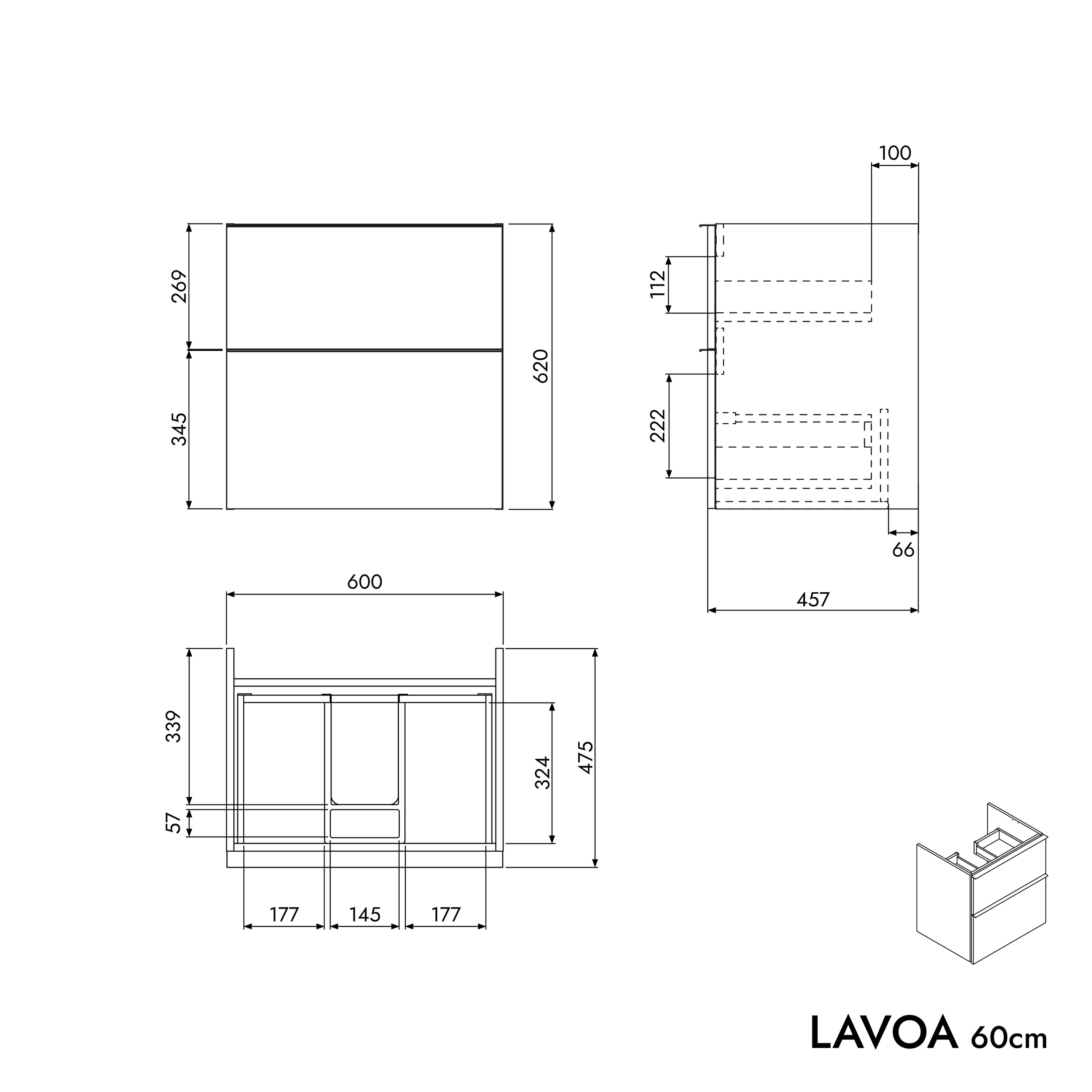 Meuble salle de bain LAVOA 60 cm