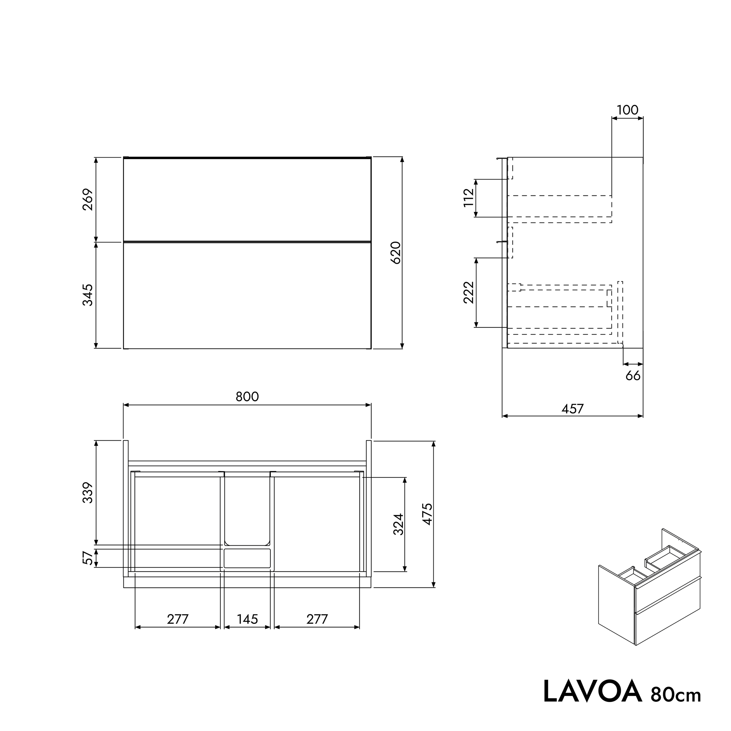 Meuble salle de bain LAVOA 80 cm