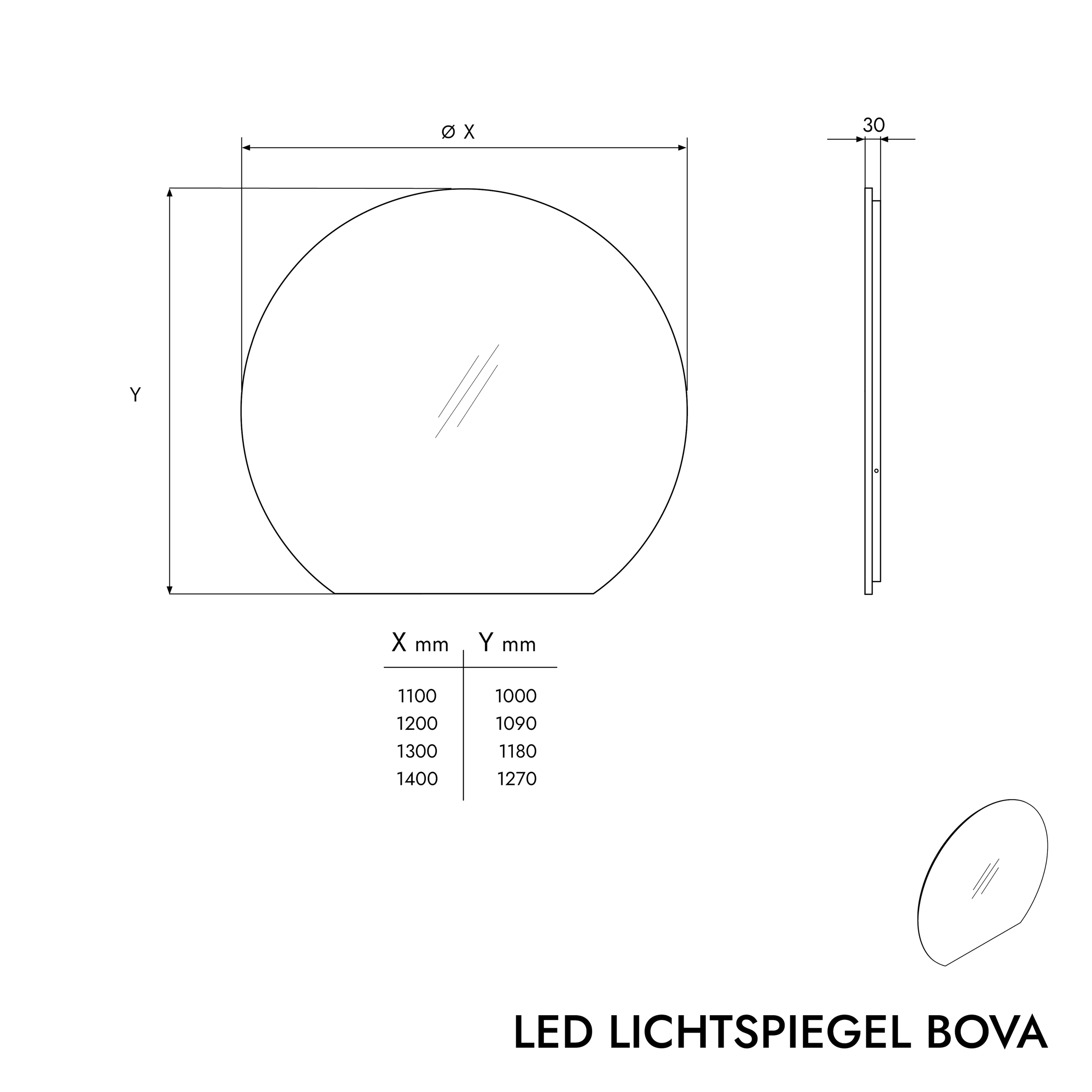 LED Lichtspiegel BOVA 2.0 rund