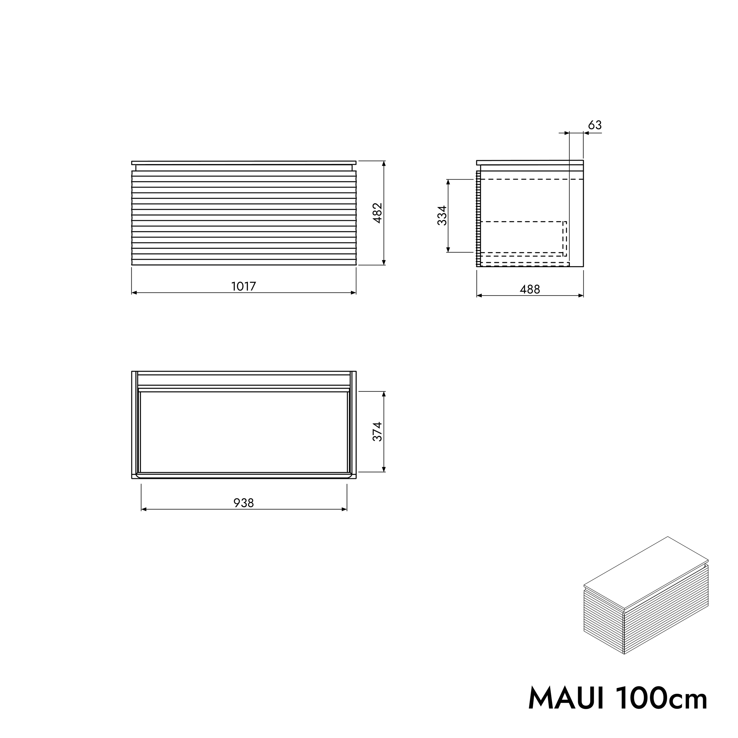 Mobile sottolavabo MAUI 100 cm