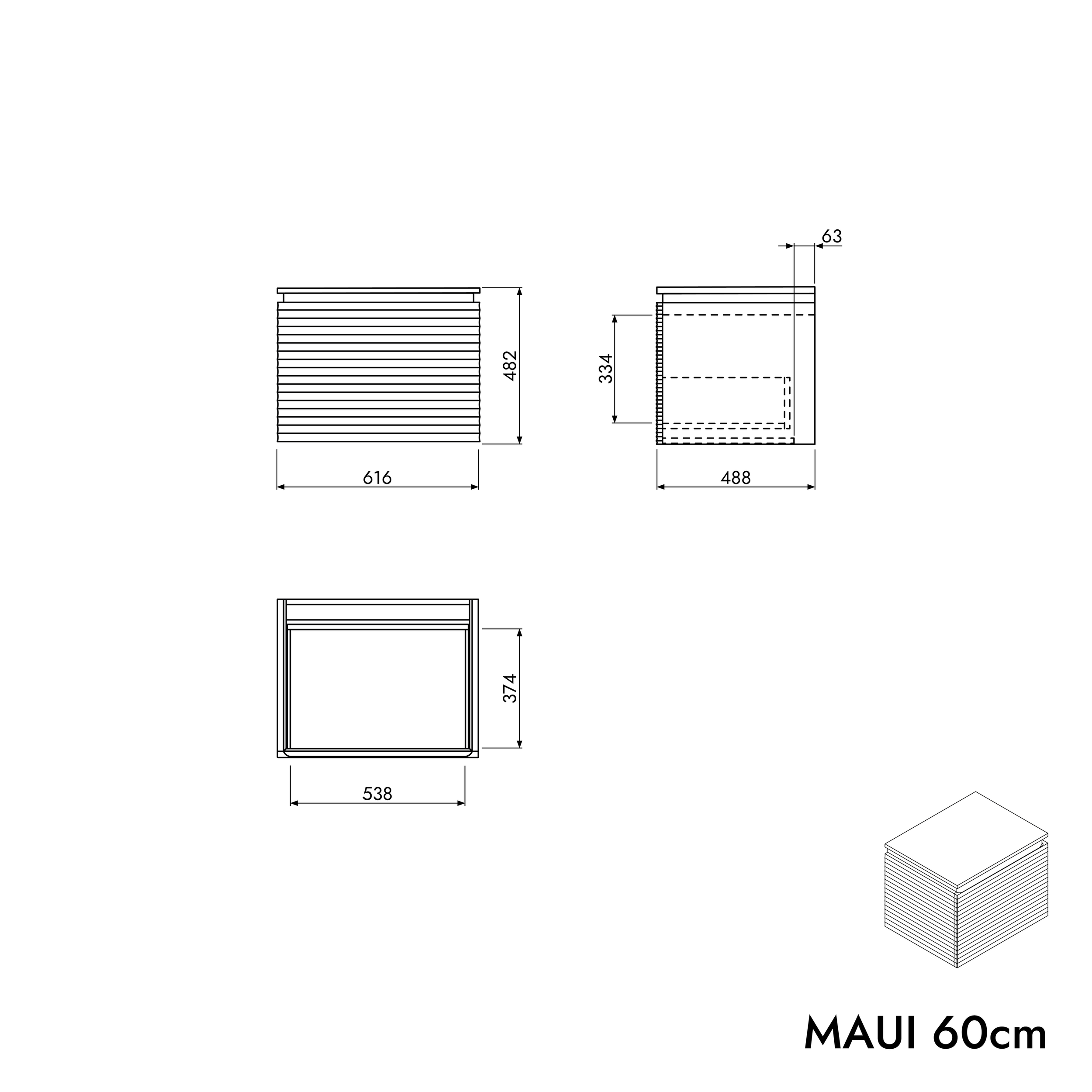 Mobile sottolavabo MAUI 60 cm