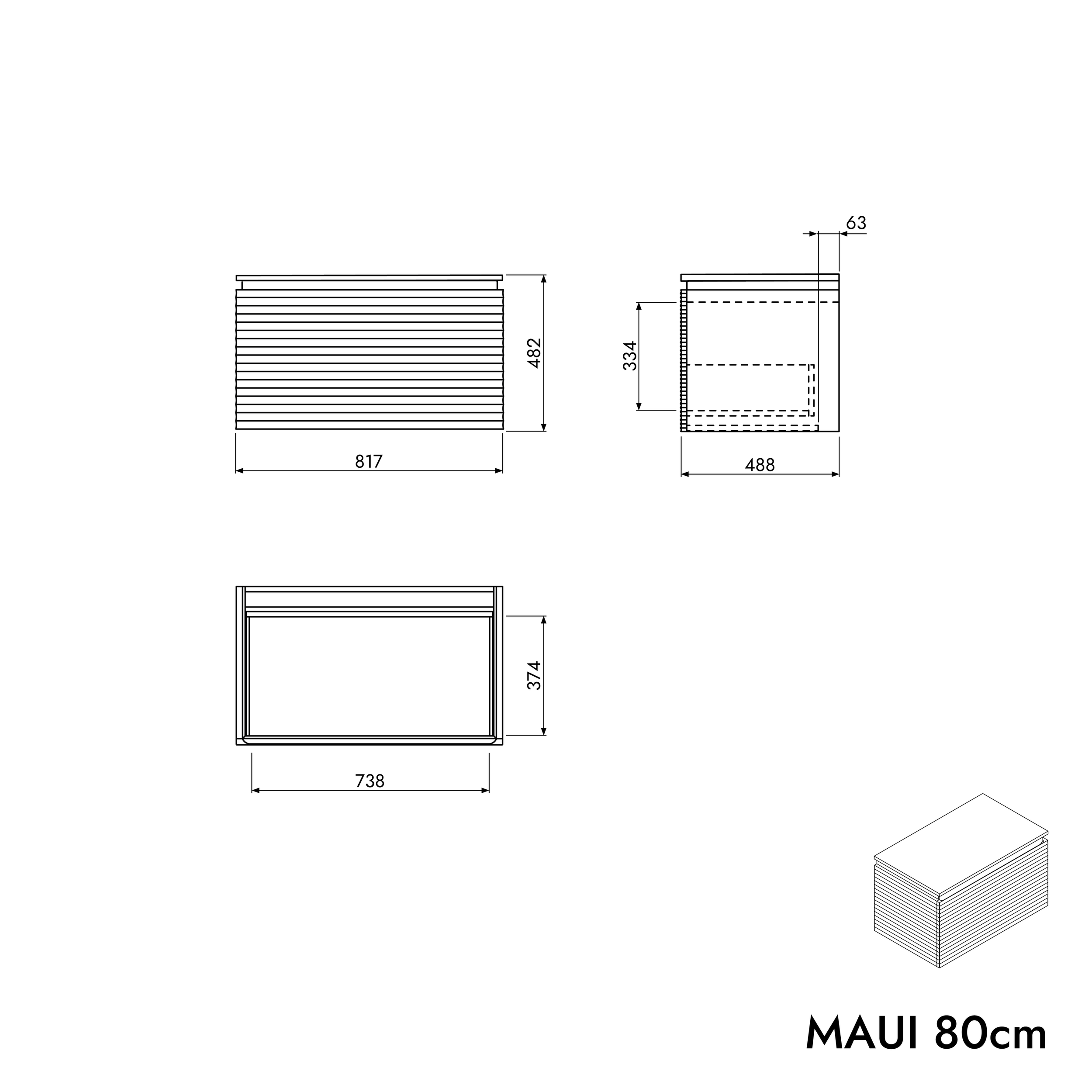 Mobile sottolavabo MAUI 80 cm