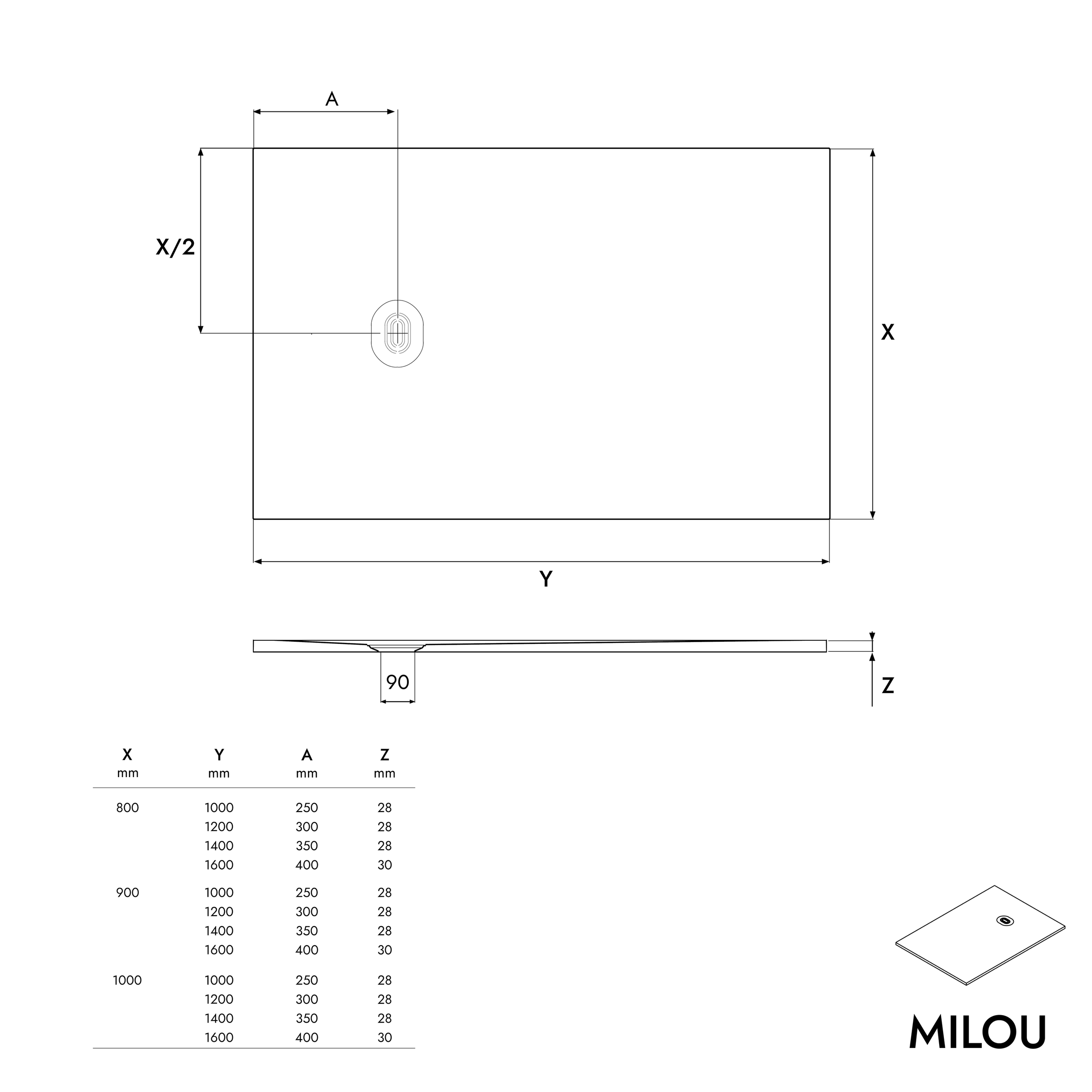 Duschwanne MILOU flach