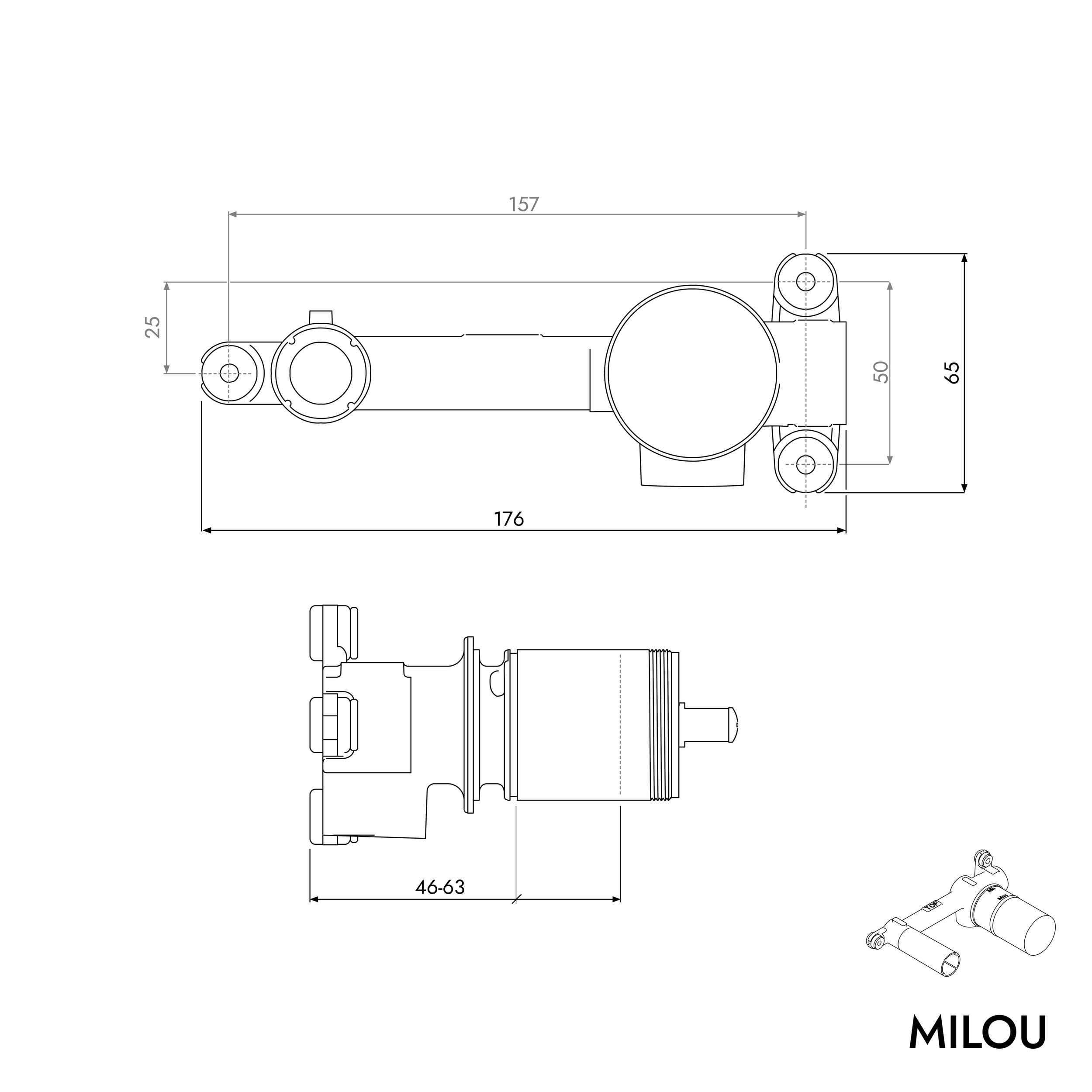 Corps de base pour robinetteries murales
