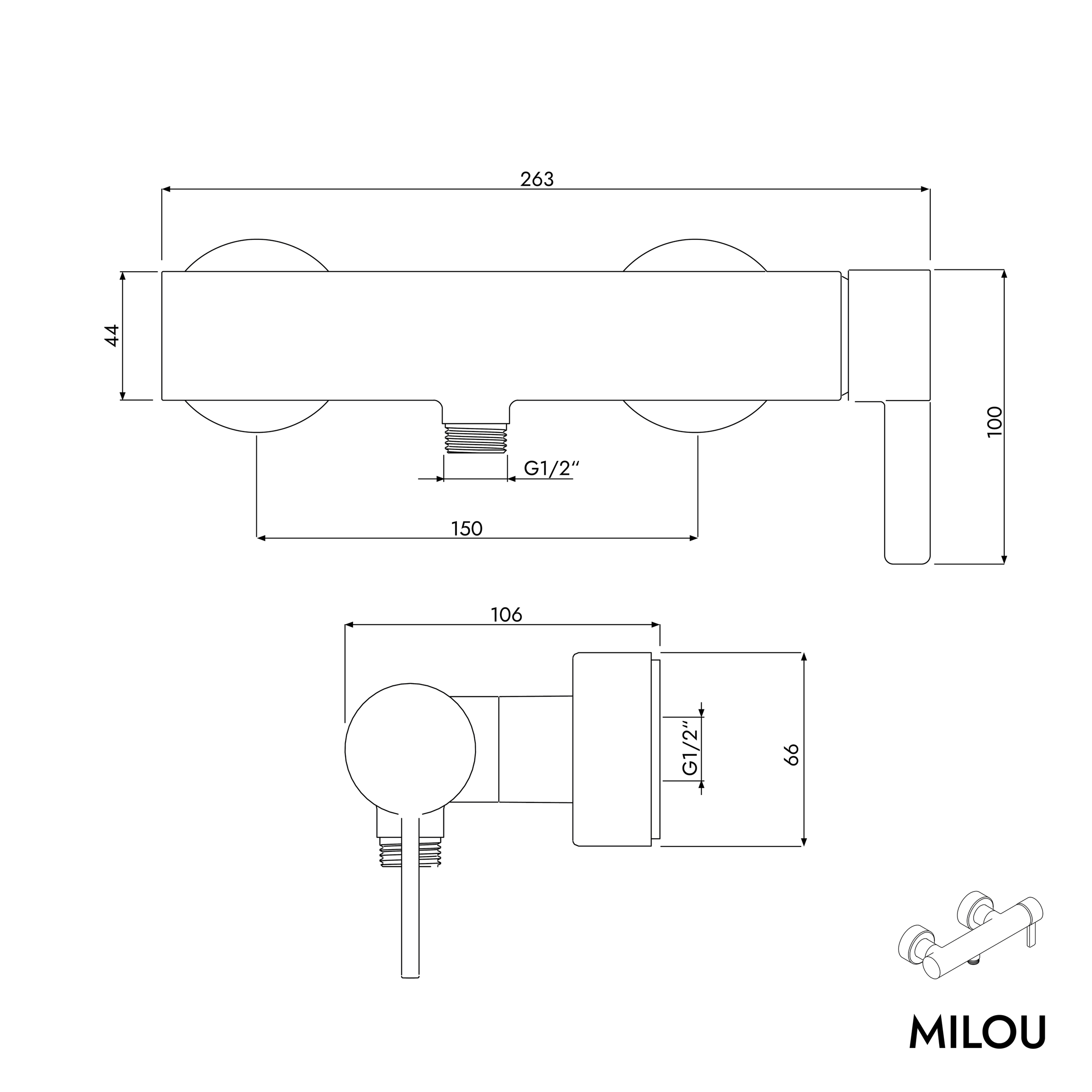 Mitigeur de douche MILOU apparent