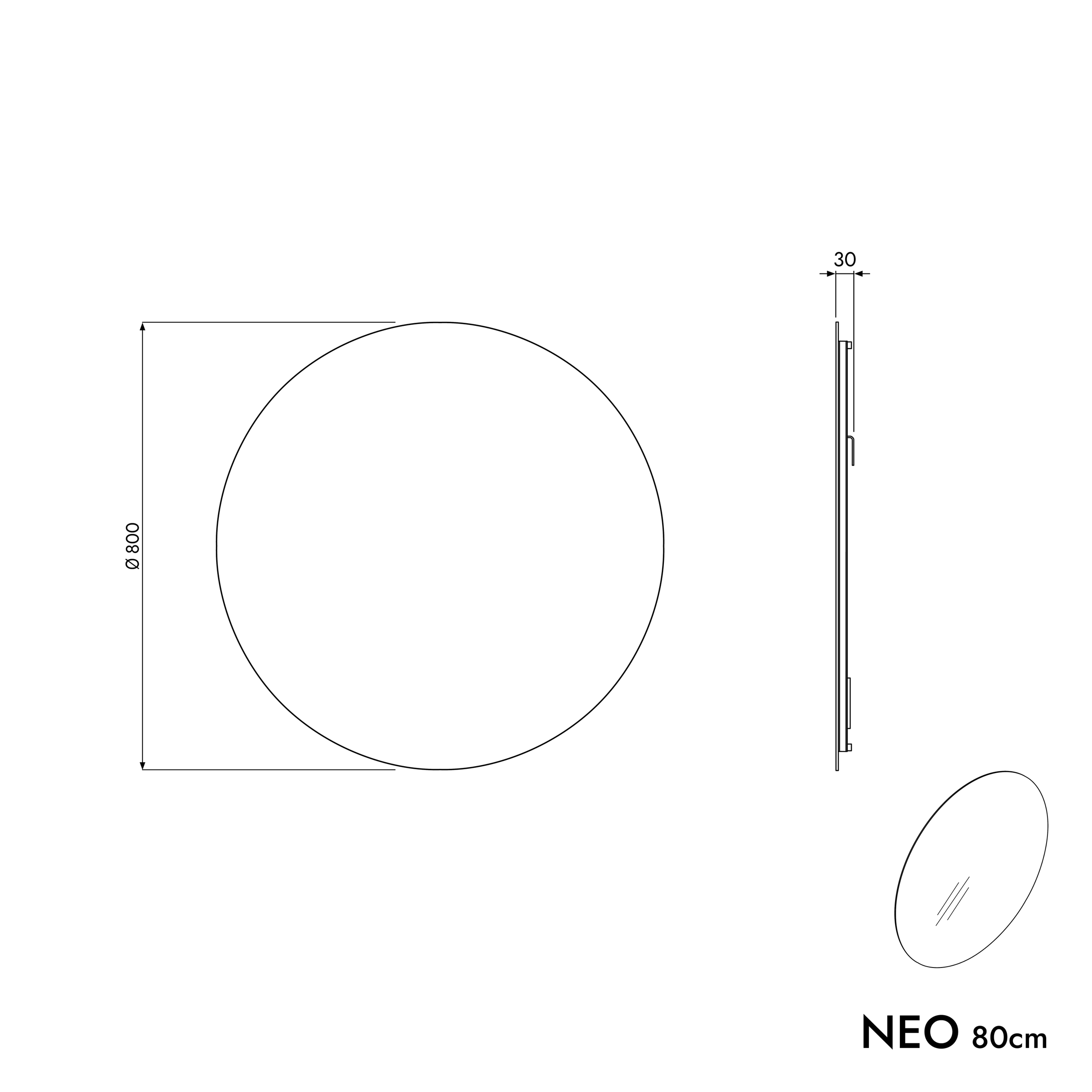 Badmöbel Set TIM 80 cm mit Keramikbecken