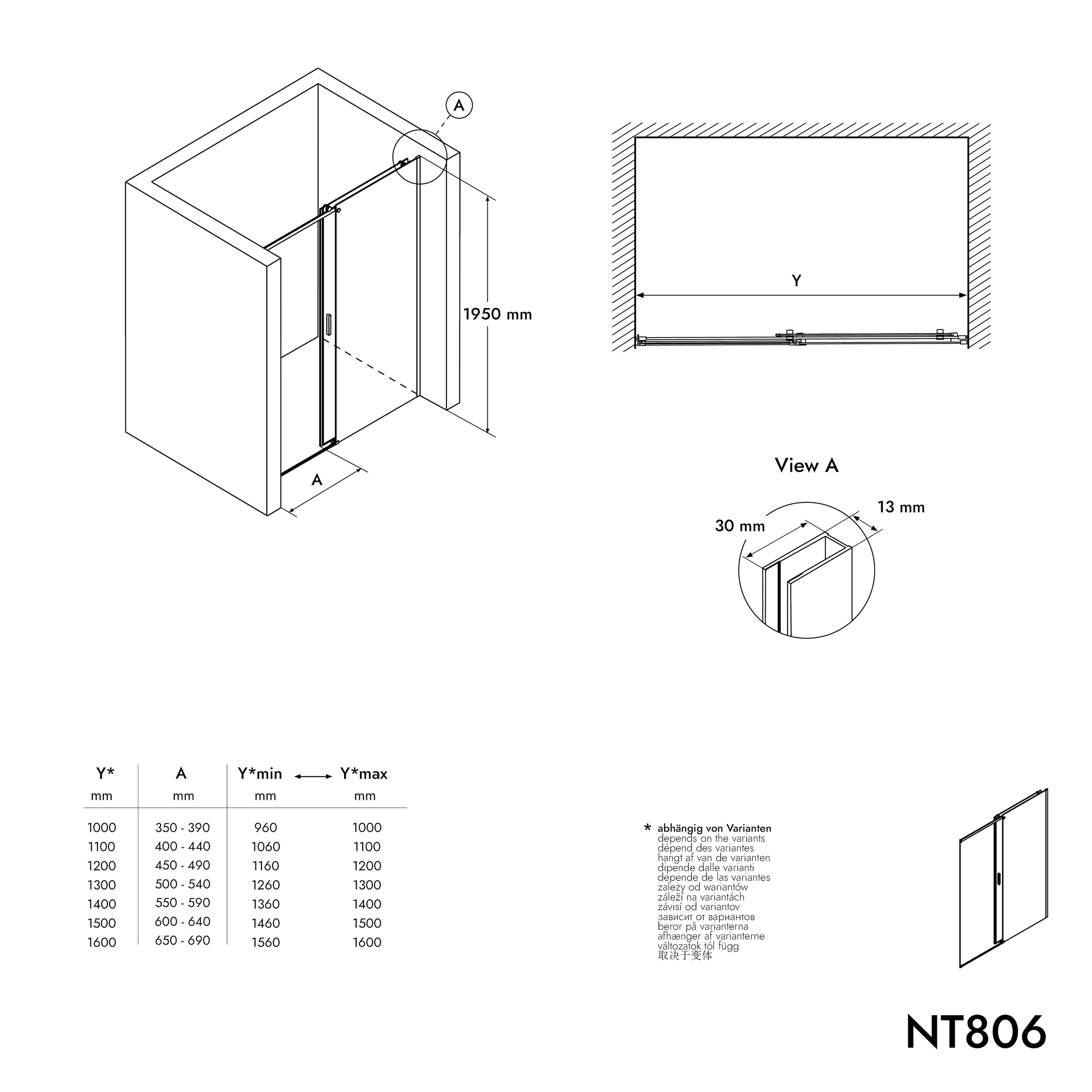 Nischendusche mit Schiebetür NT806 FLEX