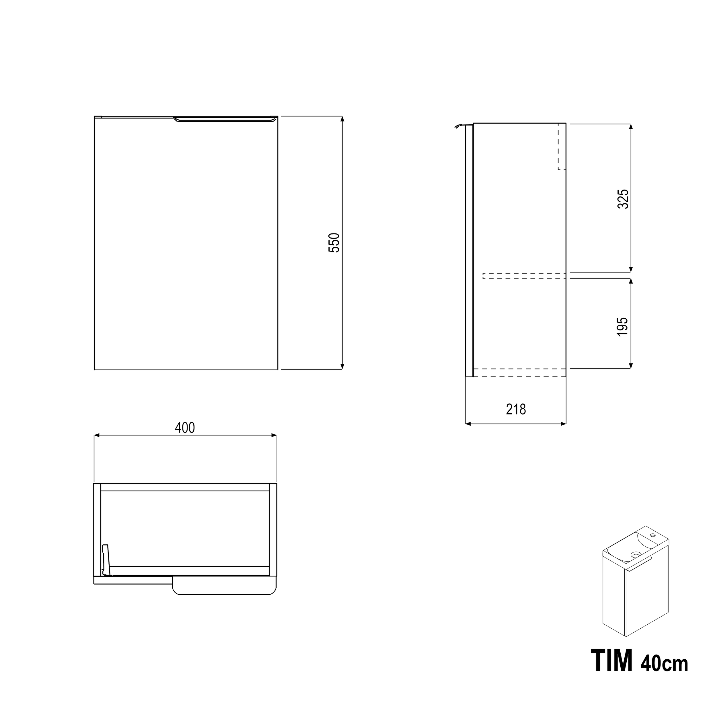 Waschtischunterschrank TIM 40 cm