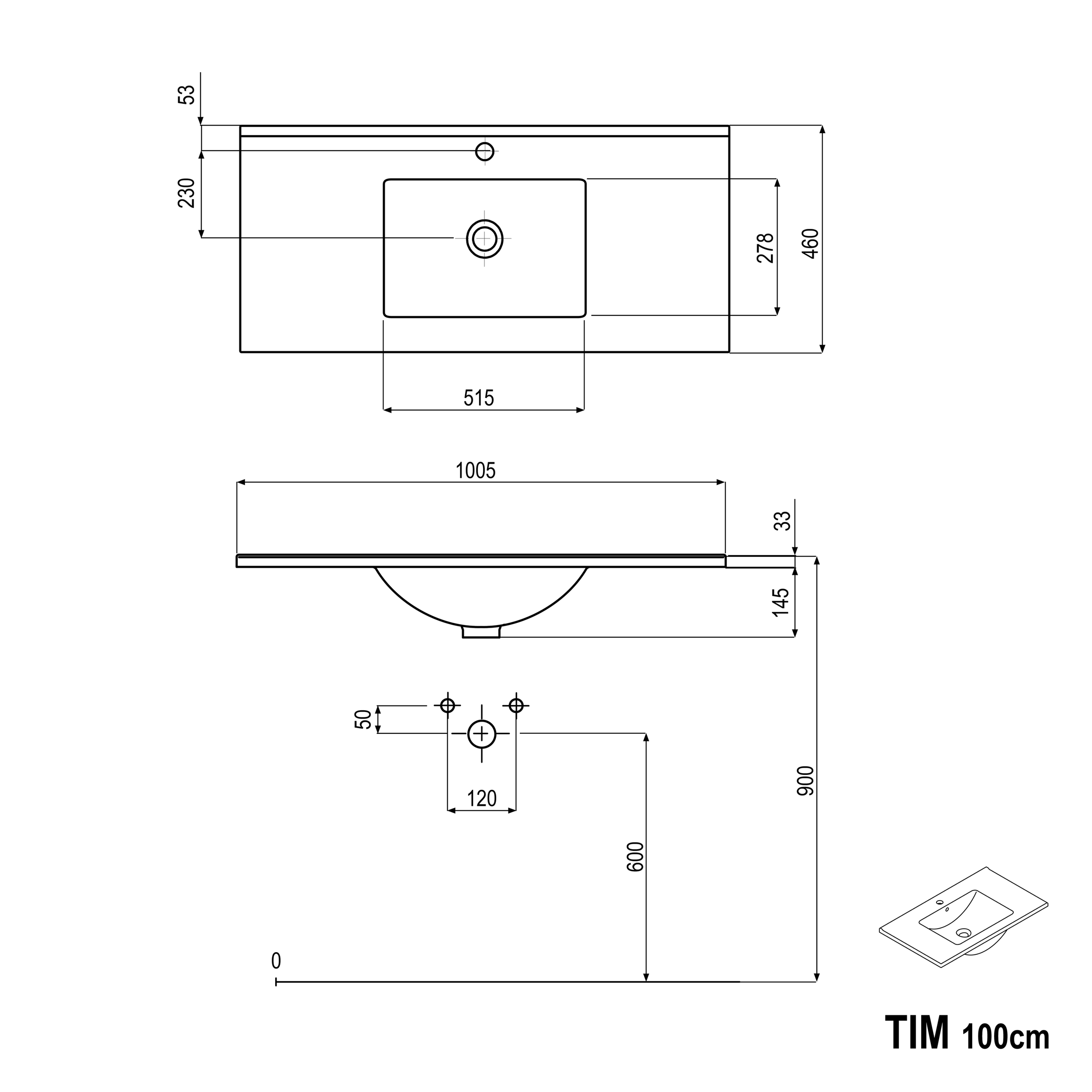 Set di mobili da bagno TIM 100 cm con lavabo