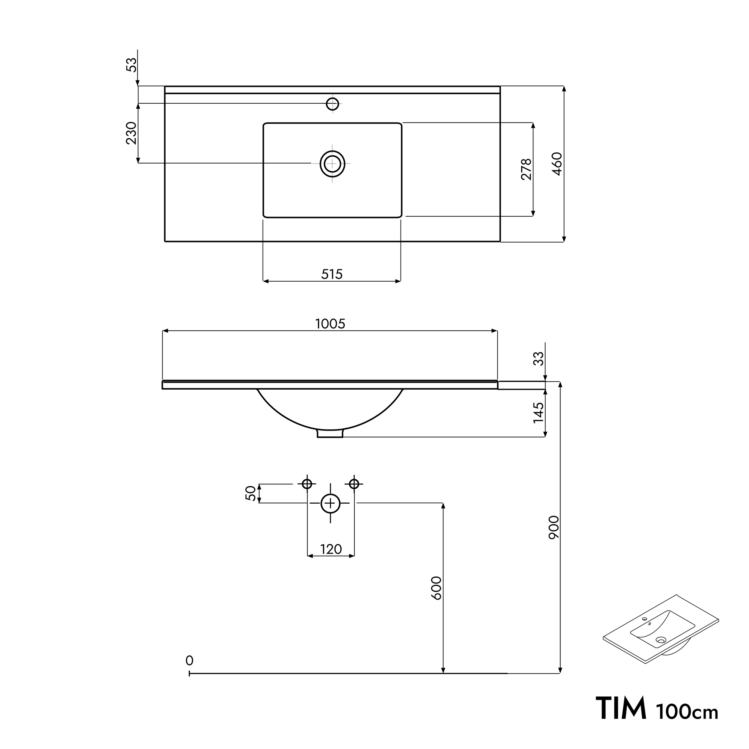 Ensemble de meubles de salle de bain TIM 100 cm avec lavabo