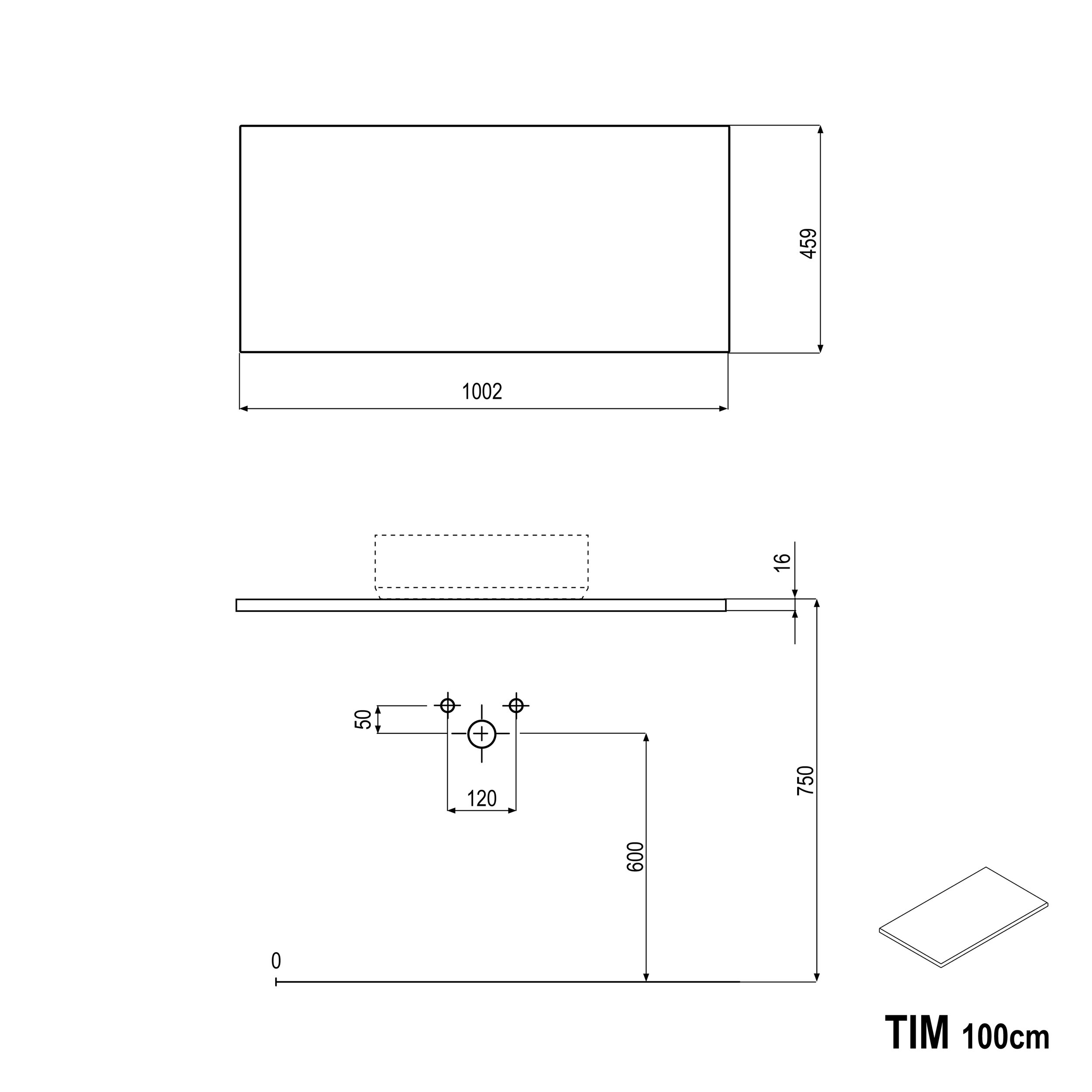 Meuble salle de bain TIM 100 cm pour vasque à poser - couleur au choix