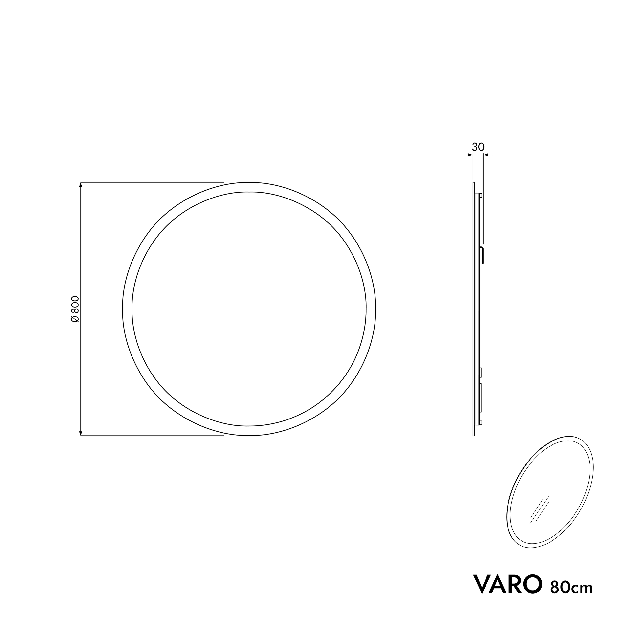 Badmöbel Set VIREO 80 cm mit Waschbecken