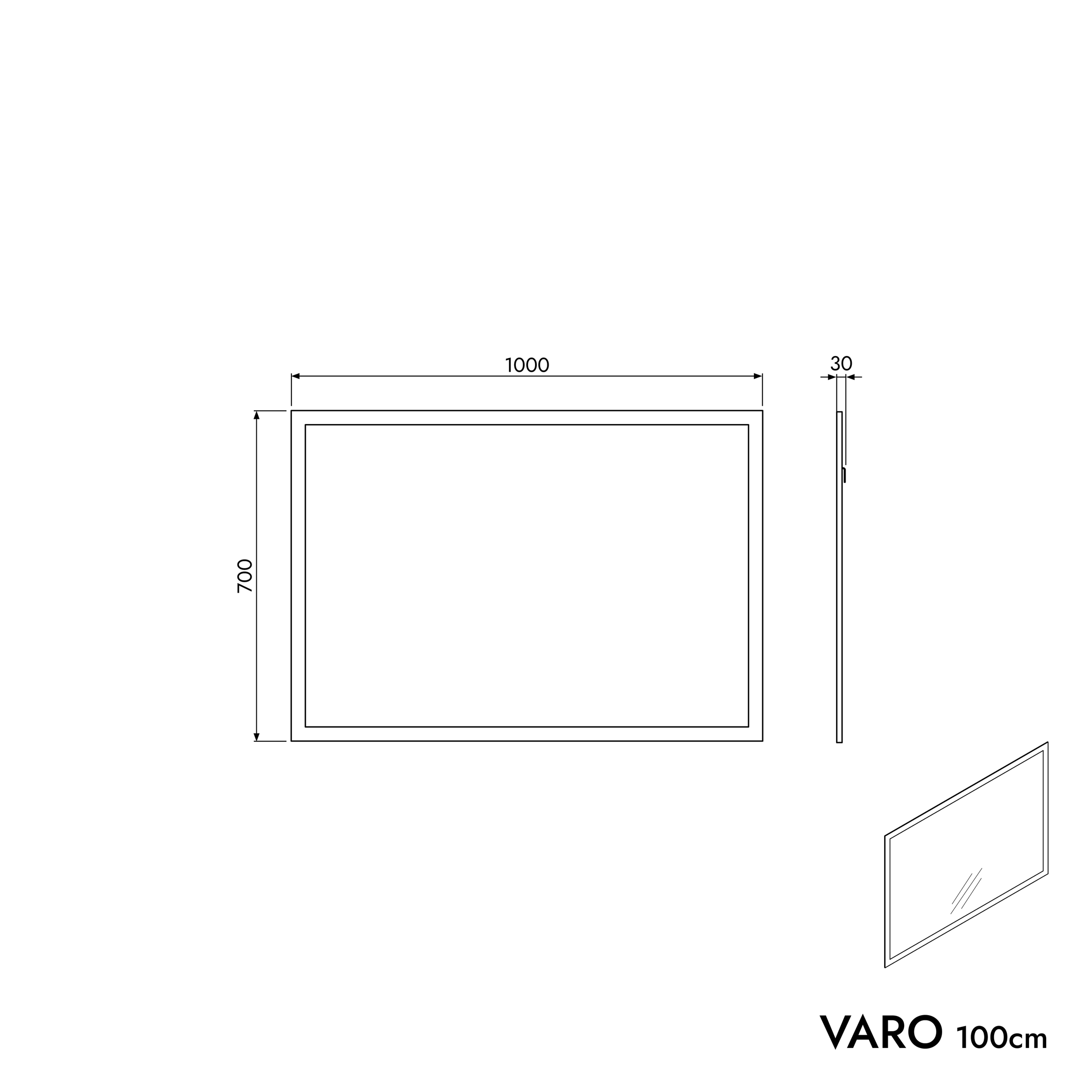 Badmöbel Set VIREO 100 cm mit Waschbecken