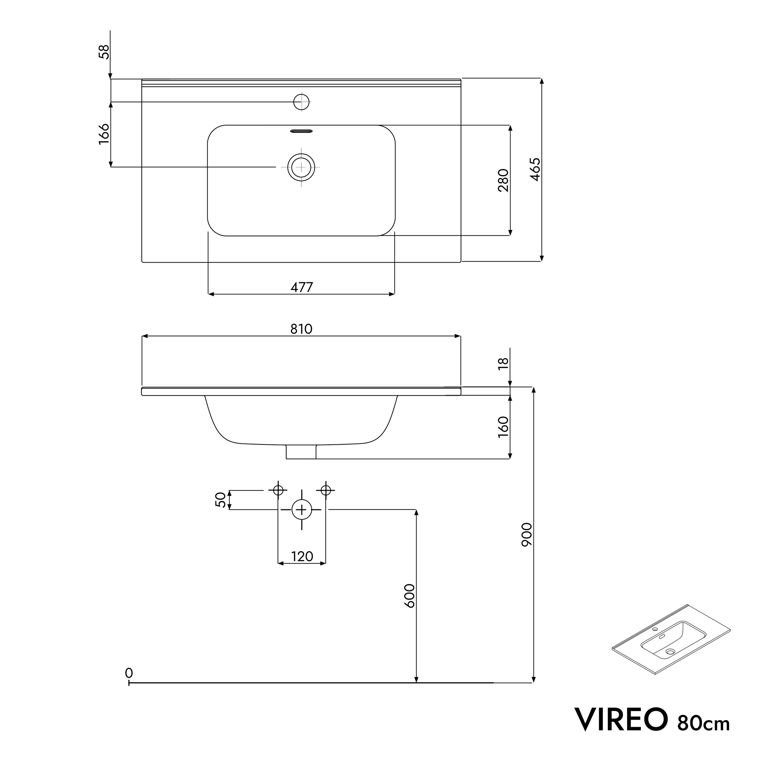 Meuble salle de bain VIREO 80 cm
