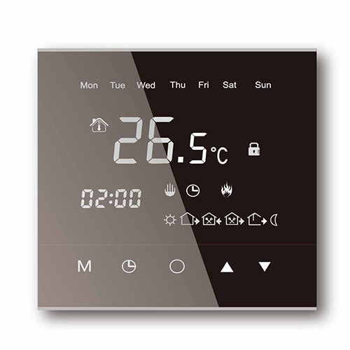 Termostato touch screen WL-6T Nero per riscaldamento elettrico a pavimento con tecnologia TWIN