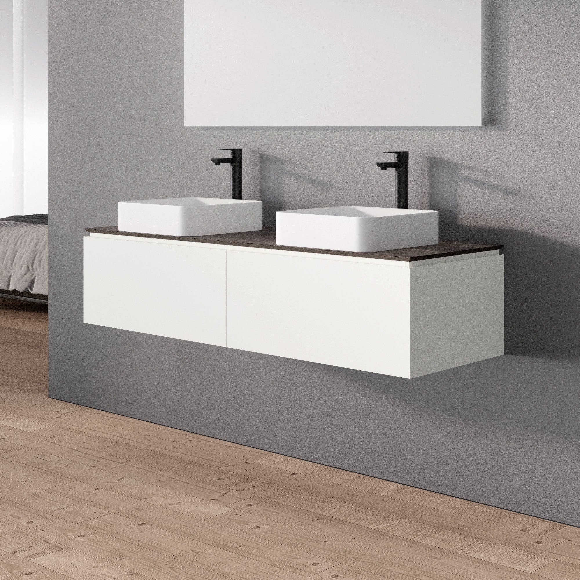 Meuble sous-lavabo Spring 1500 blanc mat pour lavabo à poser