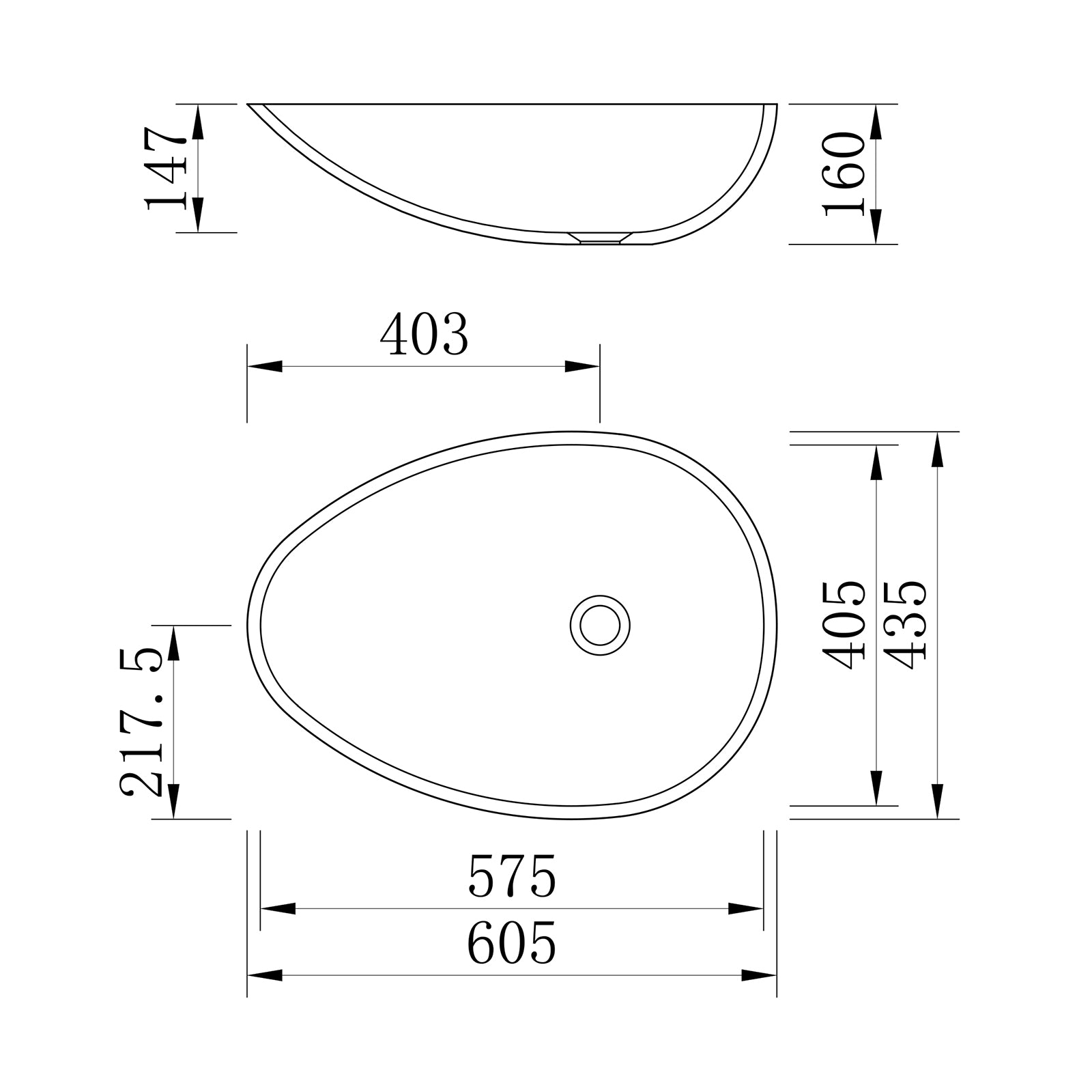 Lavabo da appoggio VELA  di colata minerale - effetto cemento opaco - 60,5 x 43,5 x 16 cm