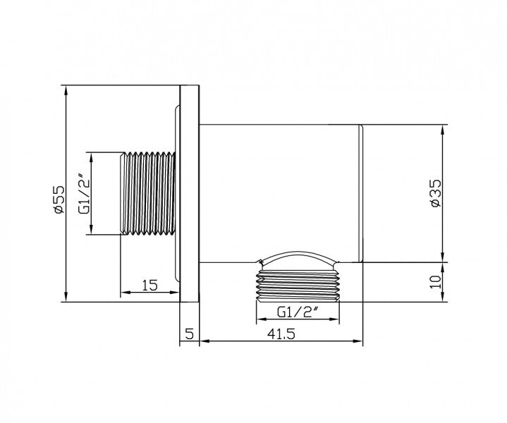 Raccordo a gomito murale BA008 - design arrotondato