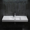 Lavabo mural en marbre coulé BS6036 - blanc -122 x 48 x 13,5 cm 