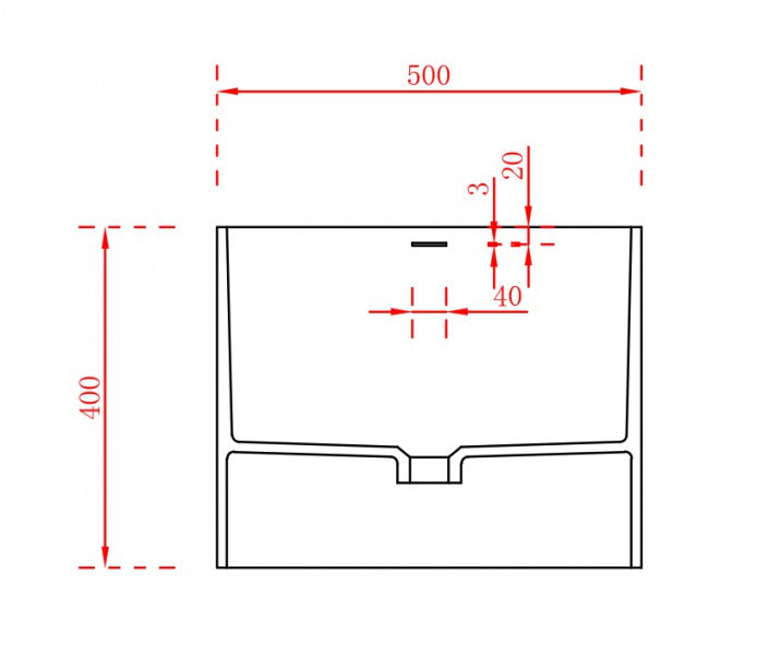 Lavabo mural TW18 en pierre solide - Solid Surface - 50 x 35 x 40 cm