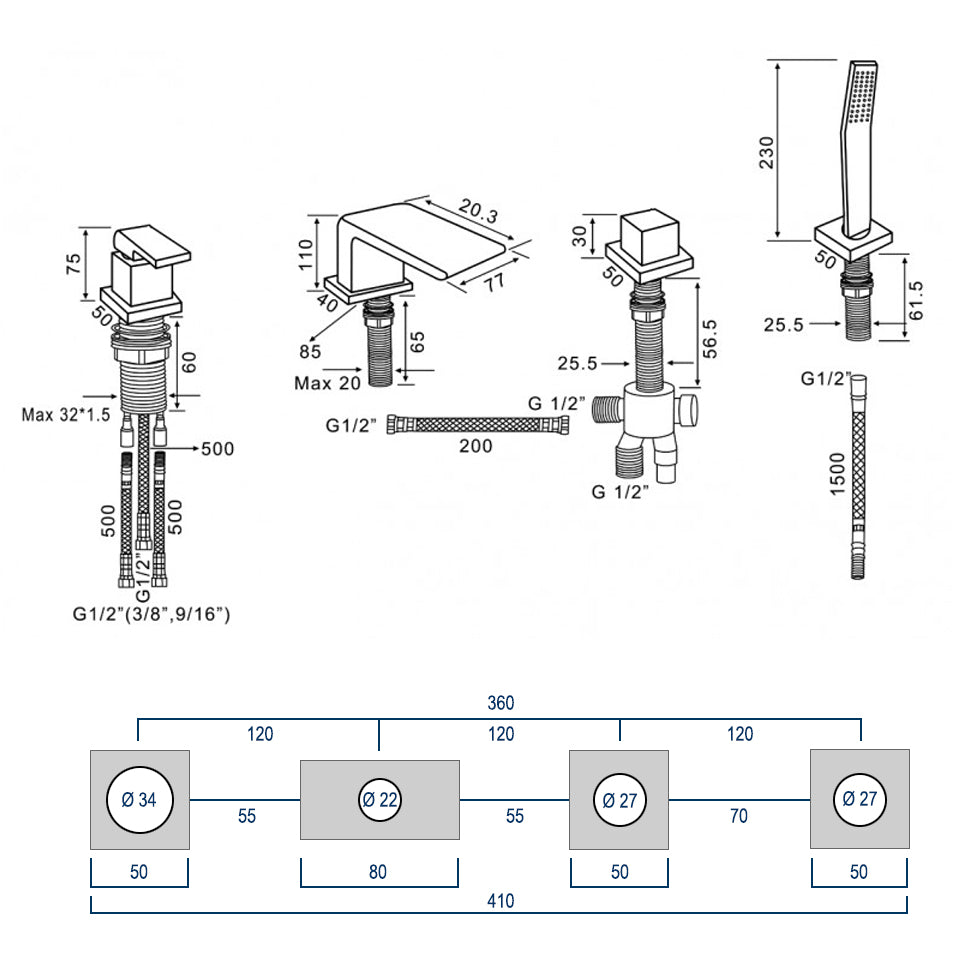 Wannenrandarmatur Fliesenrandarmatur 6080