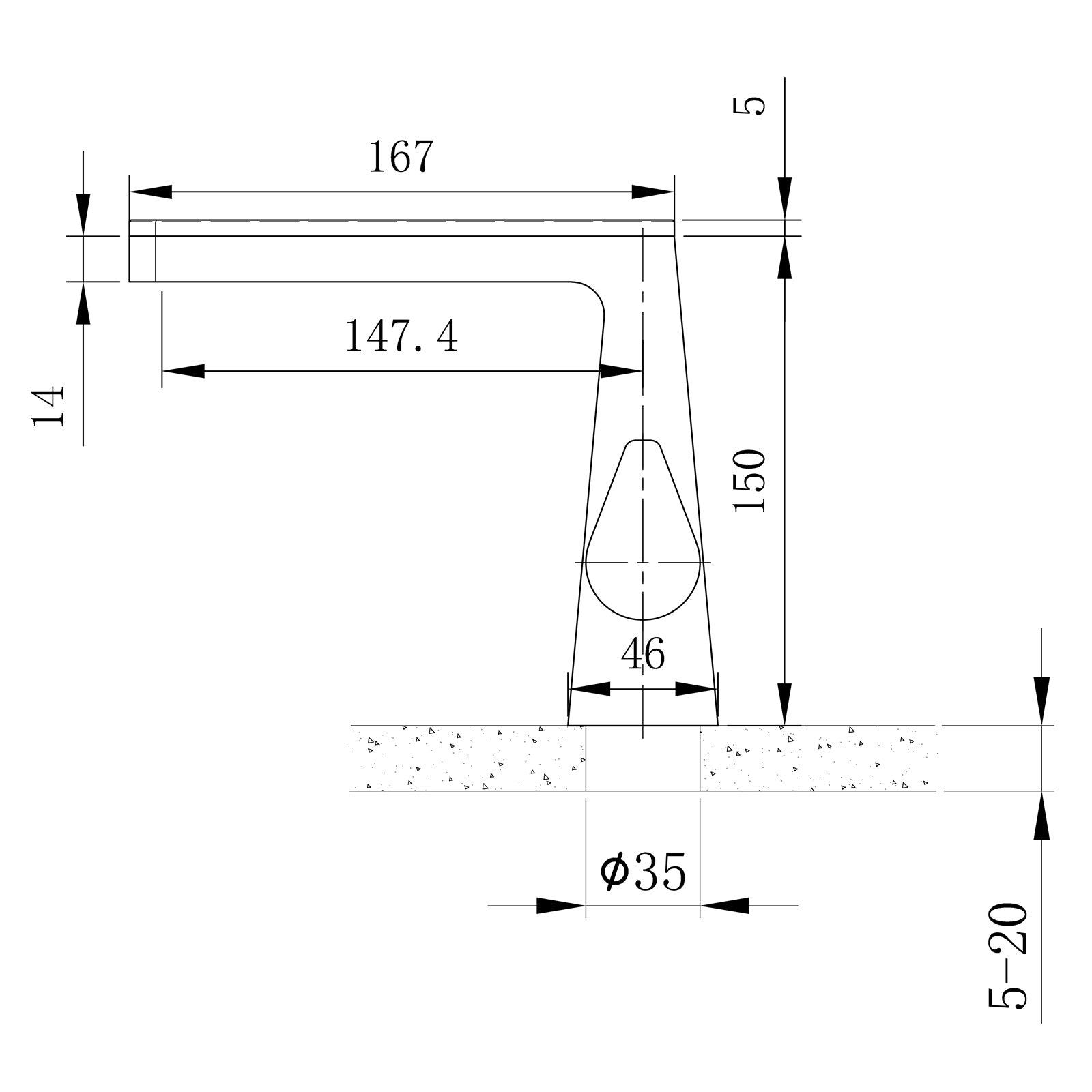 Design Wasserfall Waschtischarmatur NT7320