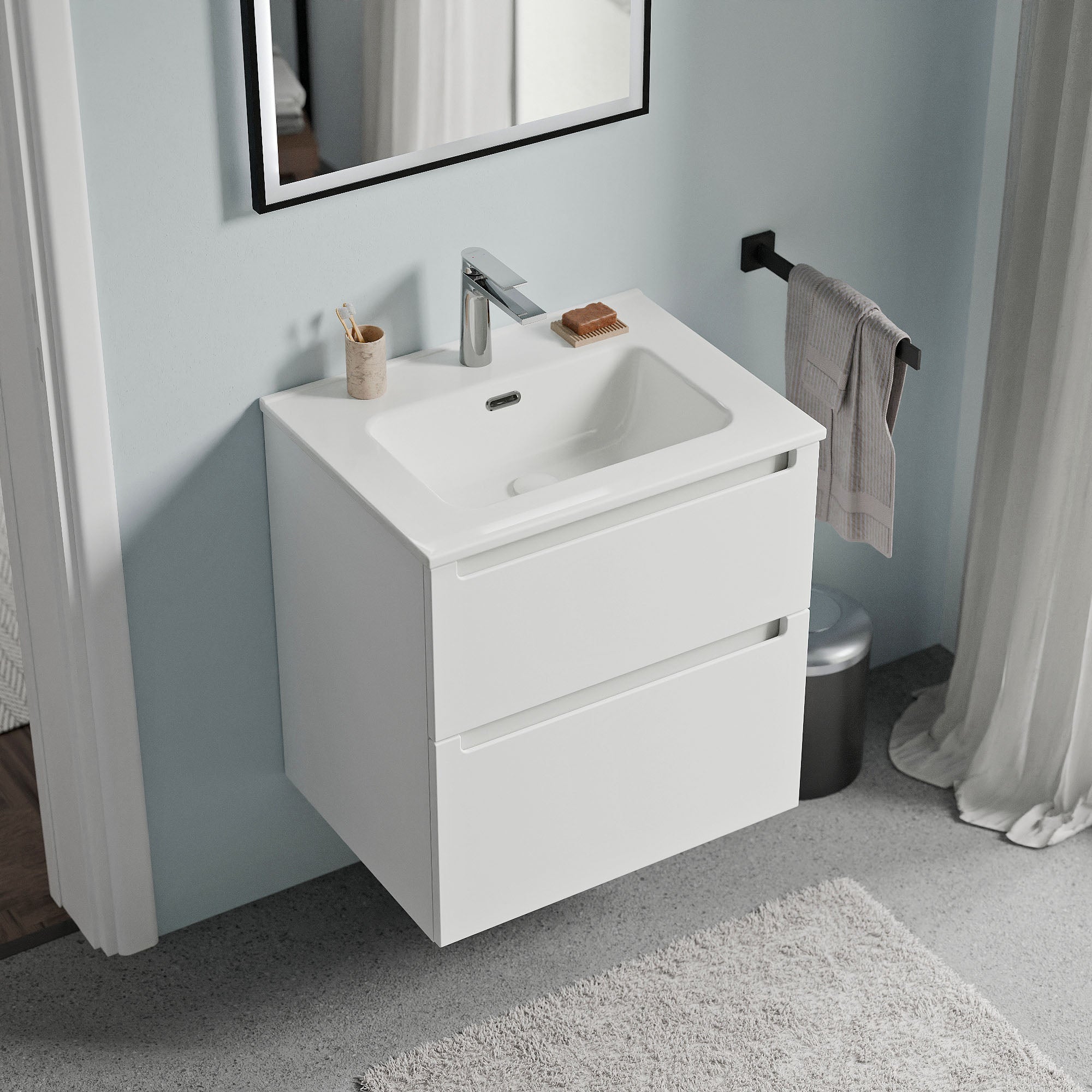 Badmöbel Set VIREO 60 cm mit Waschbecken
