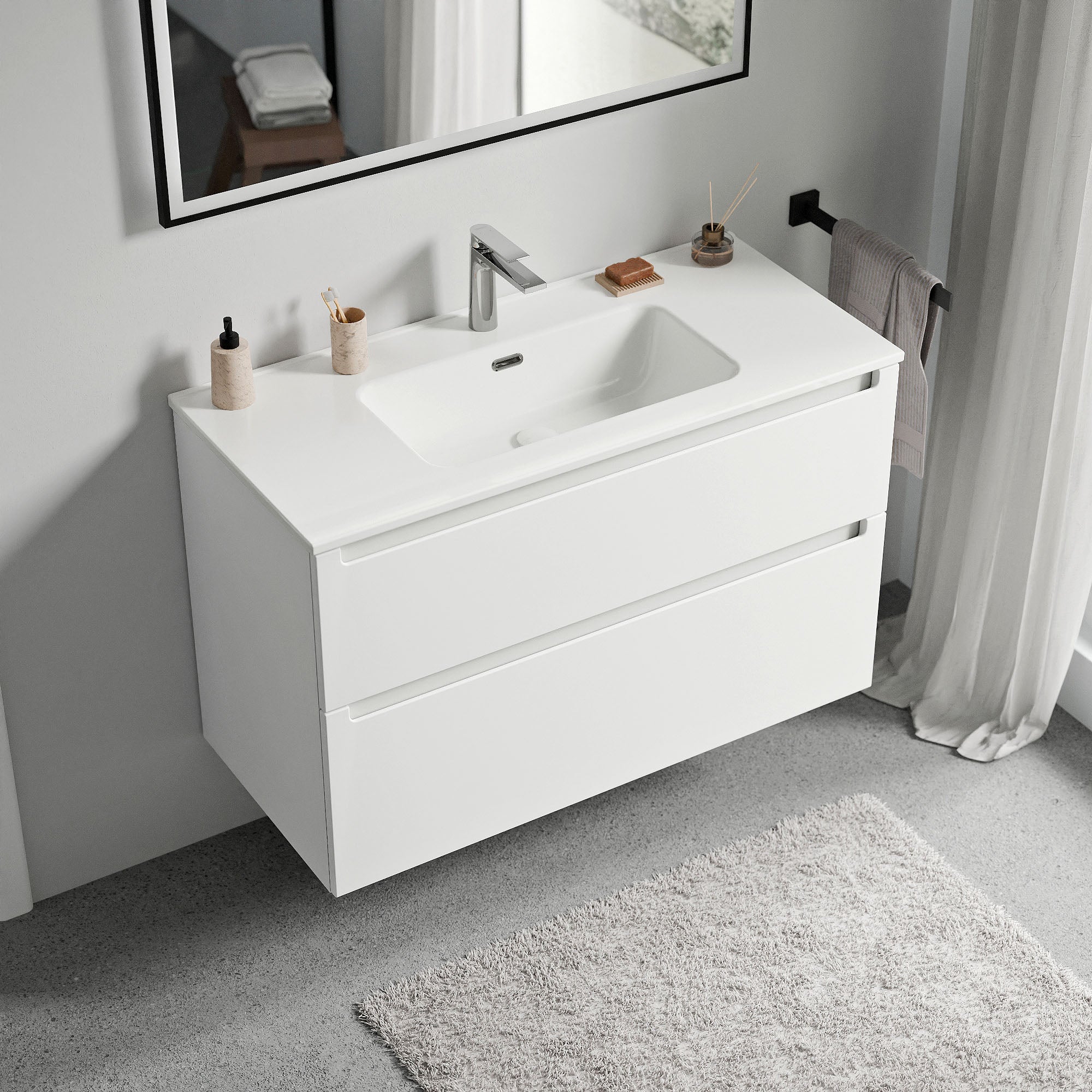 Badmöbel Set VIREO 100 cm mit Waschbecken