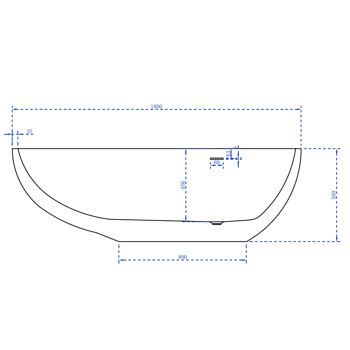 Vasca da bagno freestanding VENETO - acrilico bianco/nero - 180 x 110 x 60 cm