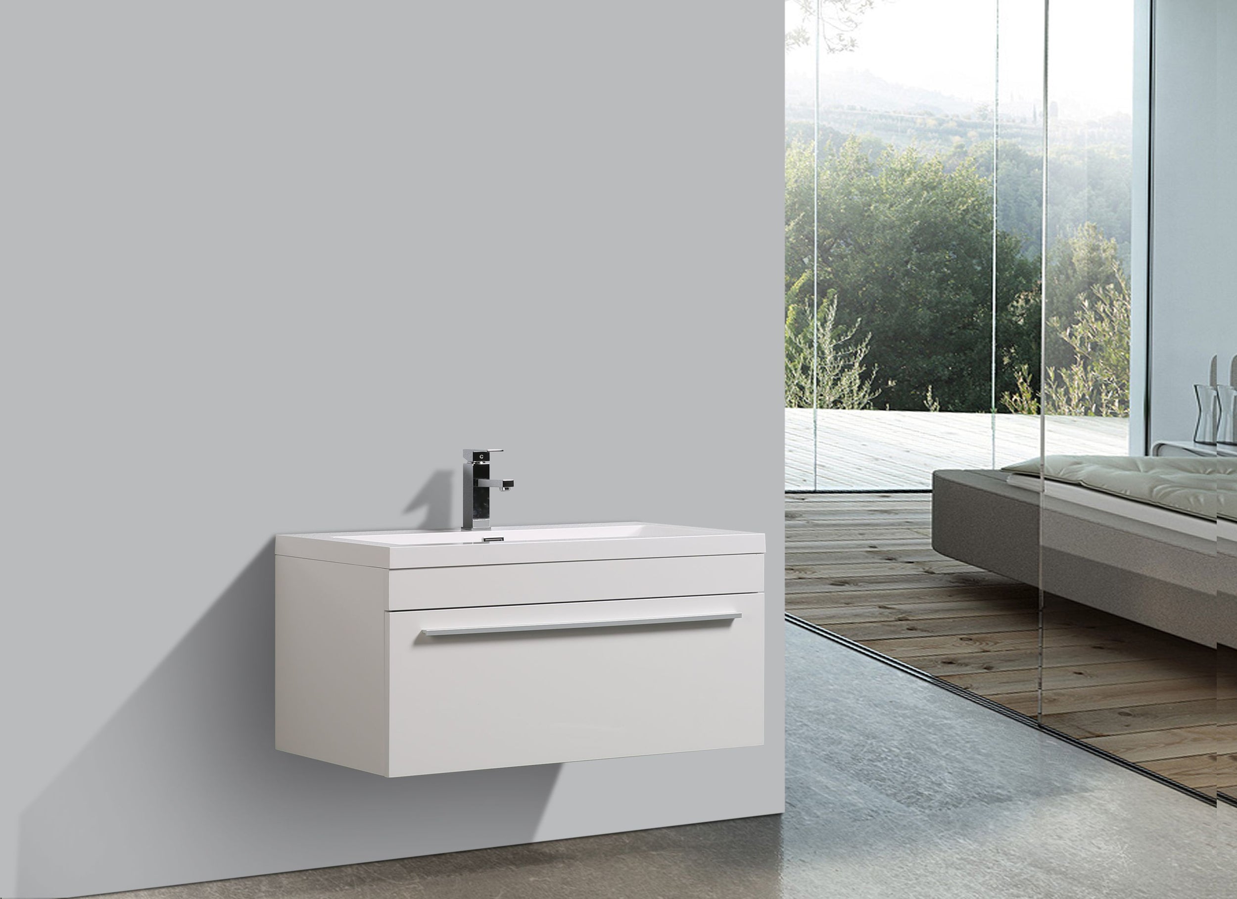 Meuble de salle de bains T900 Blanc avec lavabo