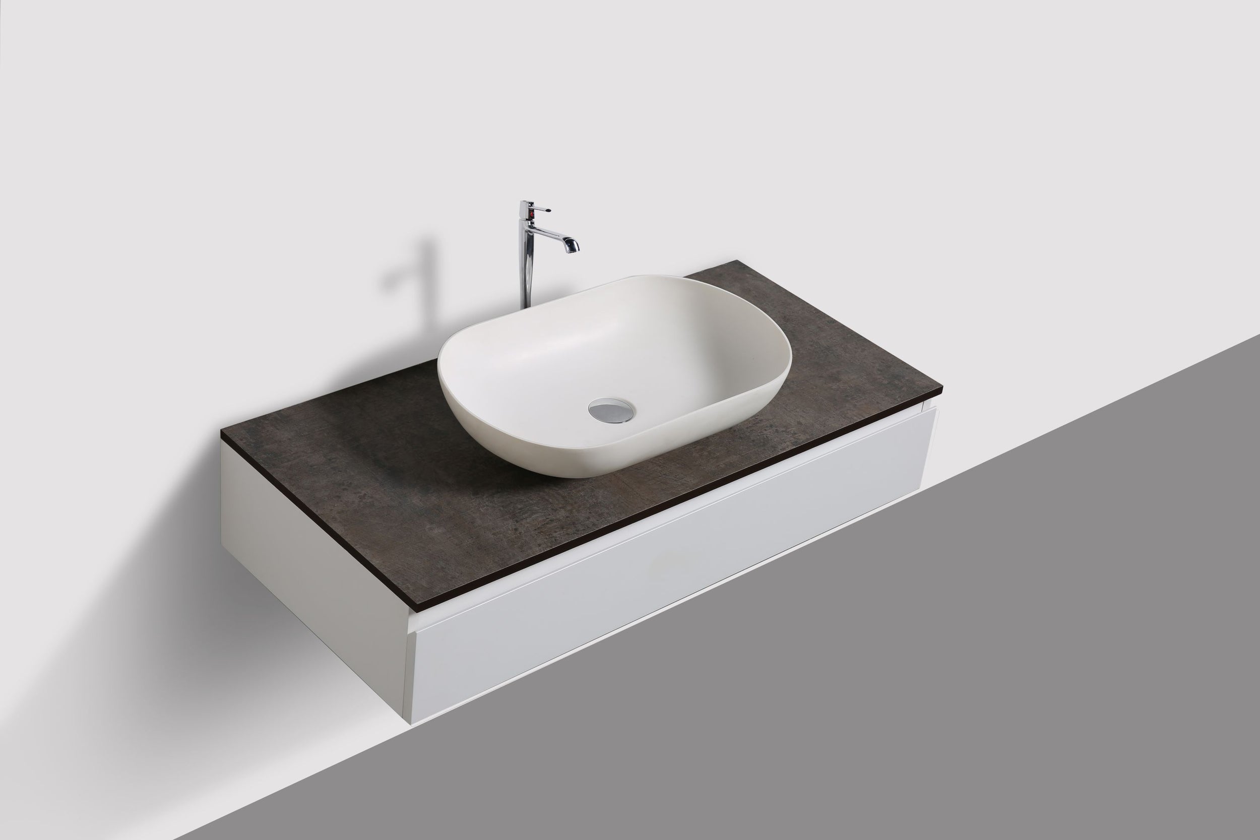 Meuble de salle de bains Vision 1000 Blanc mat pour lavabo à poser