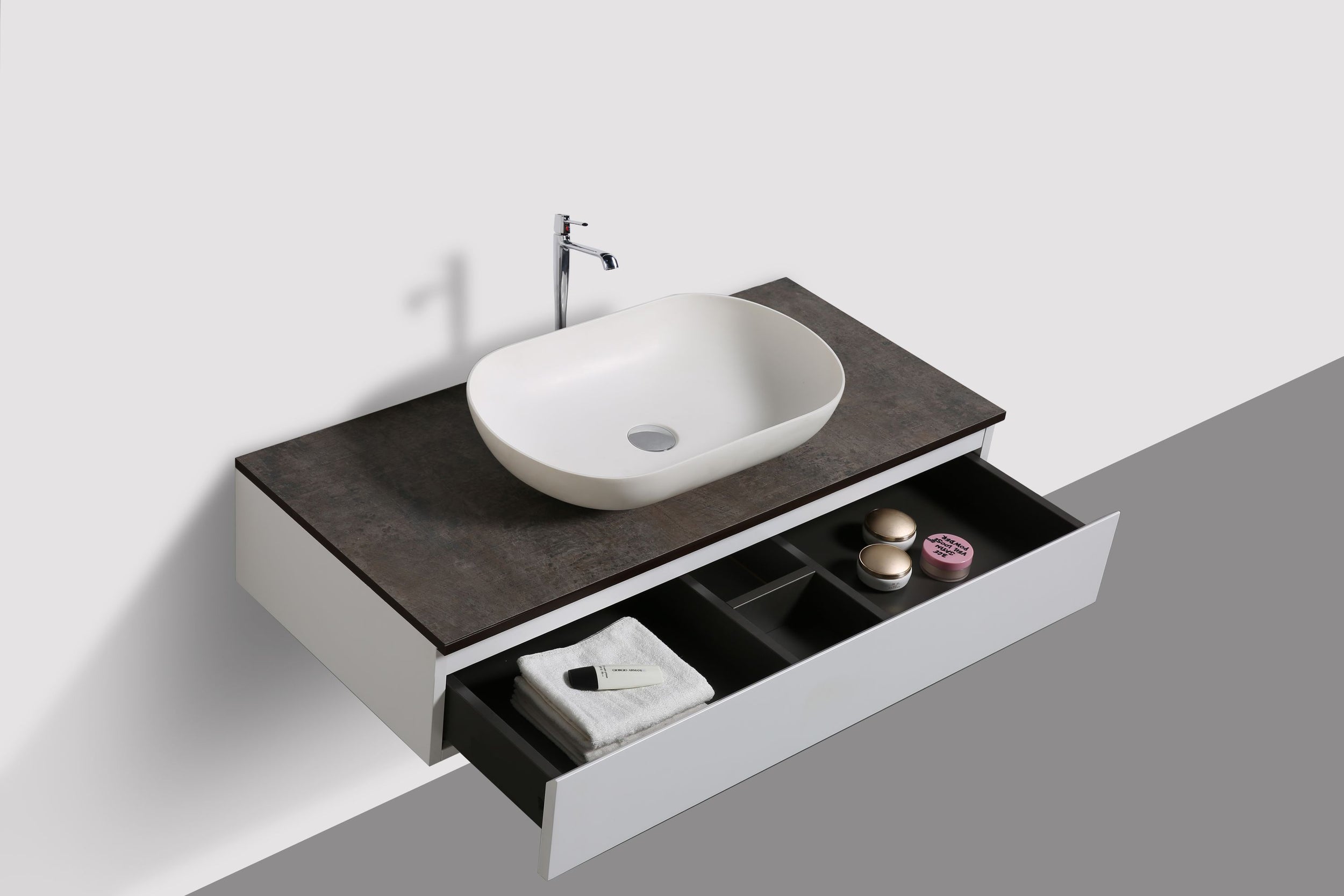 Meuble de salle de bains Vision 1000 Blanc mat pour lavabo à poser