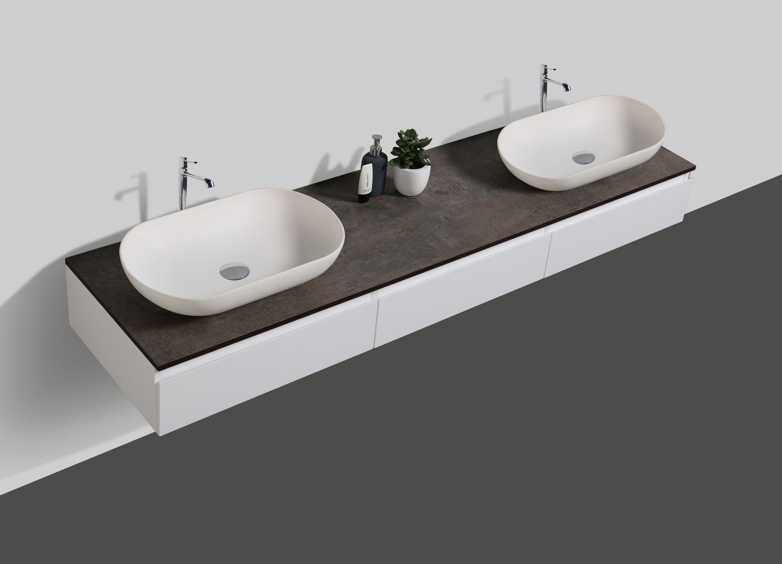 Meuble de salle de bains Vision 1800 Blanc mat pour lavabo à poser