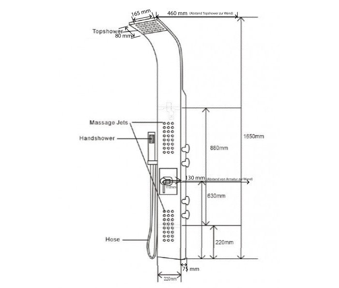 Système de douche, Colonne de douche thermostatique SEDAL 8815, noir