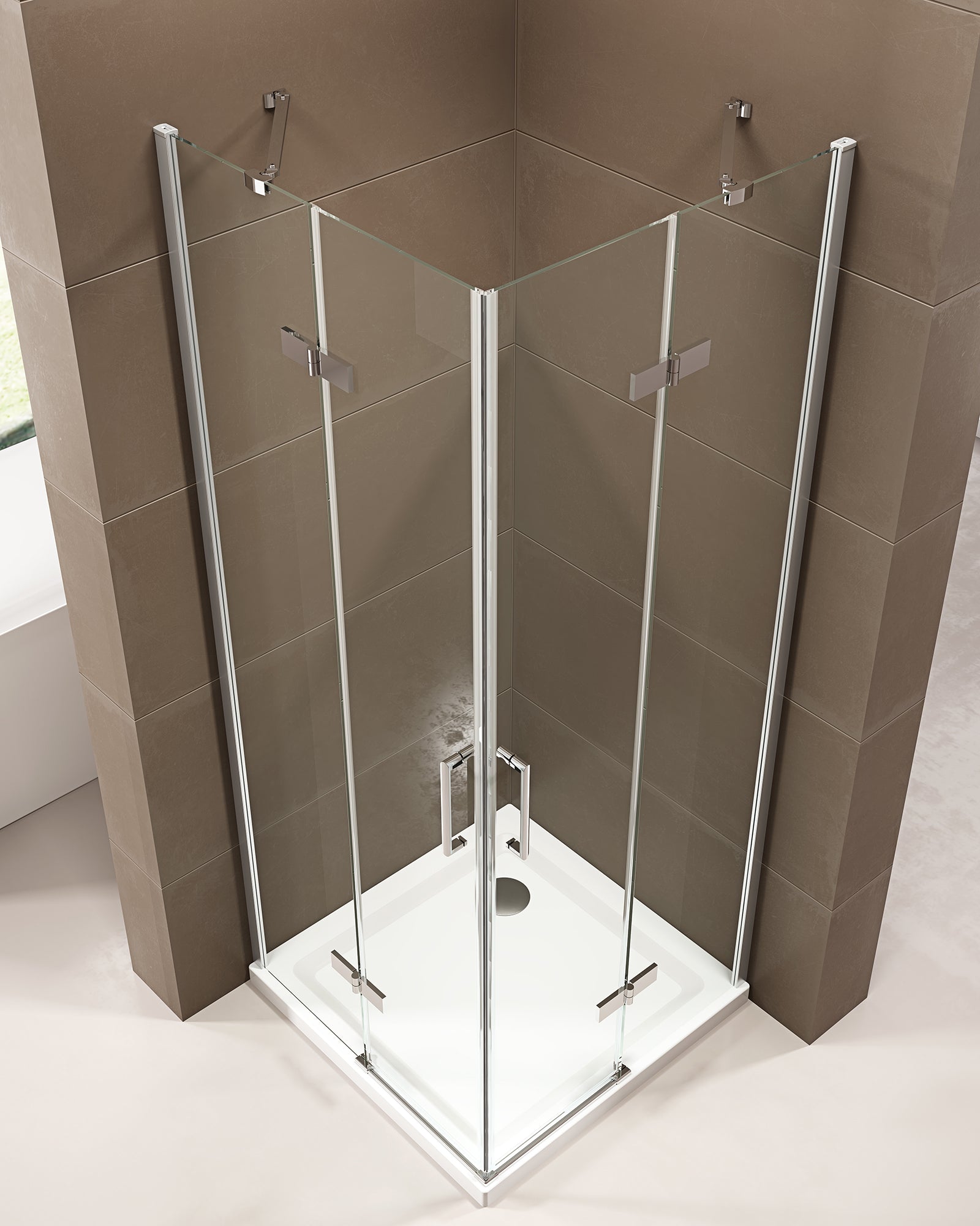 Doccia angolare con porte girevoli, ingresso angolare EX809
