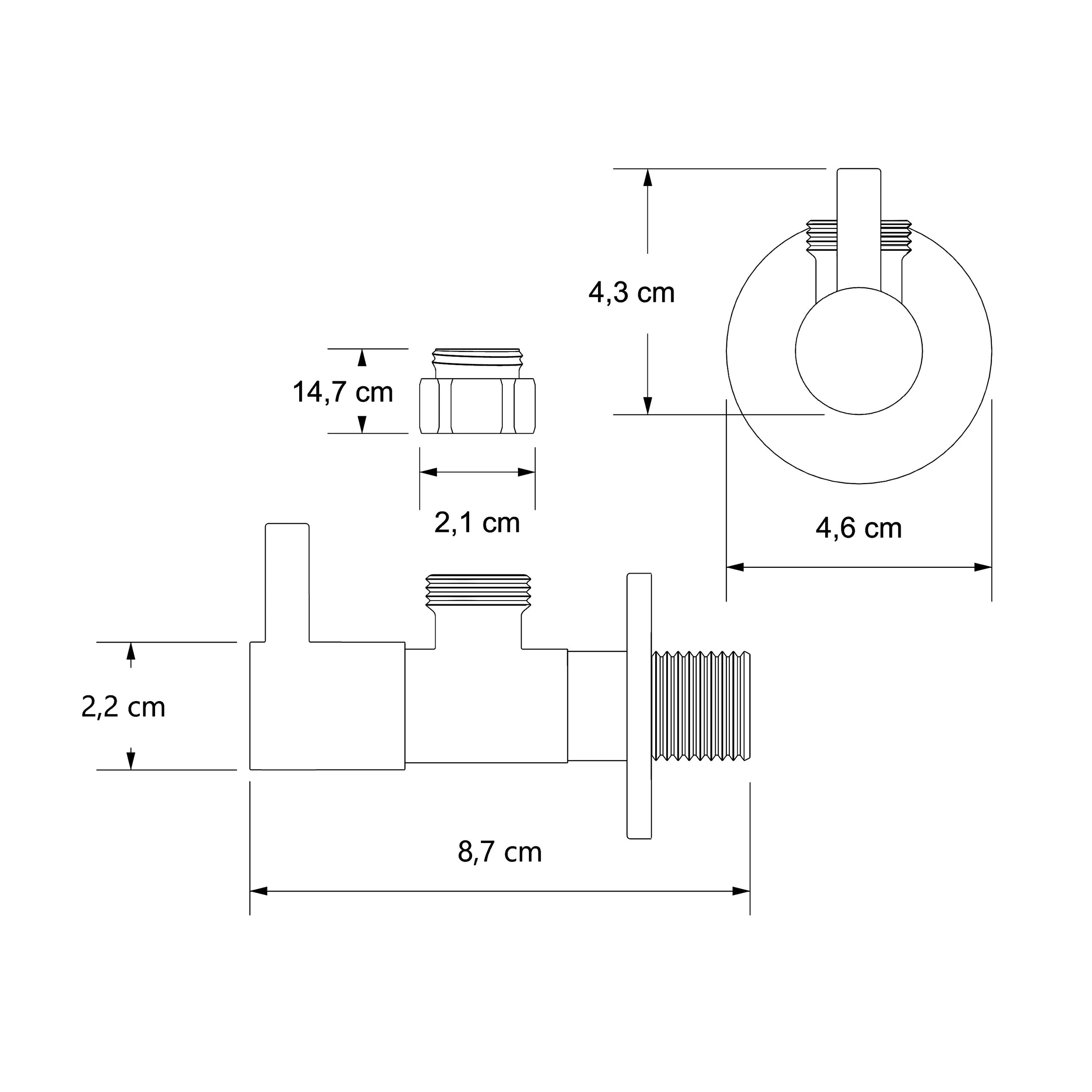 Valve de robinet d'angle design en chrome massif, lot de 2, raccord 3/8