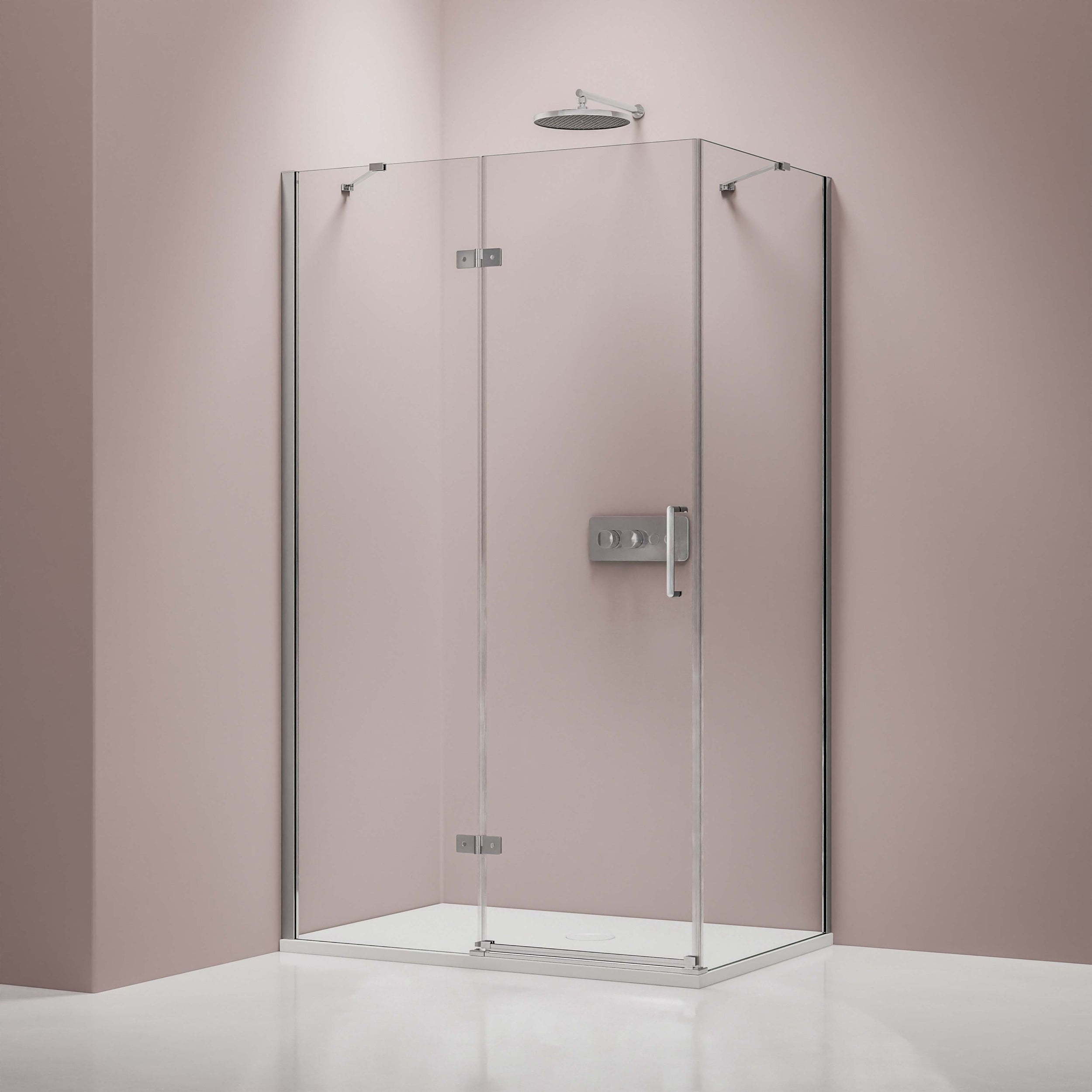 Eckdusche mit Drehtür an Festfeld NT403