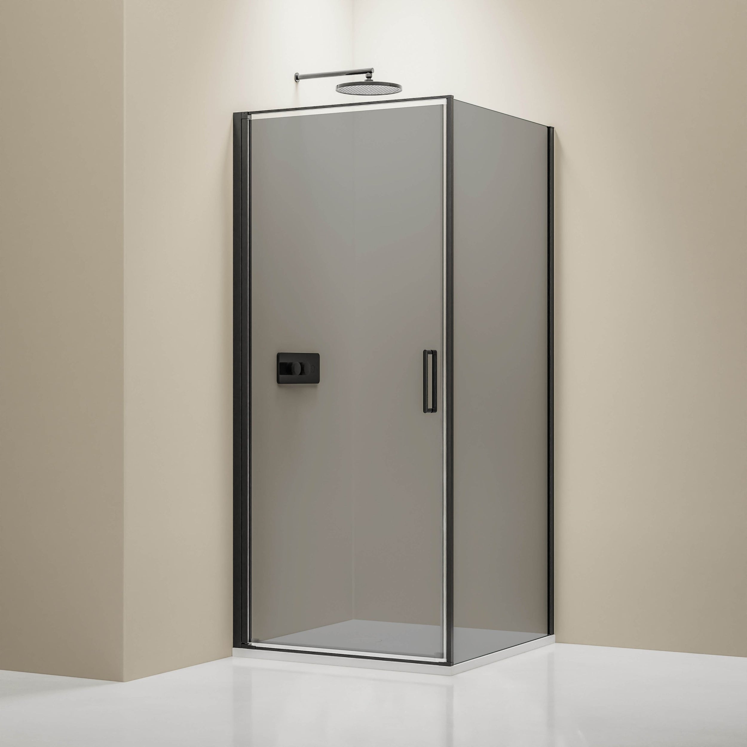Paroi de douche d'angle avec porte pivotante NT416 - noir mat