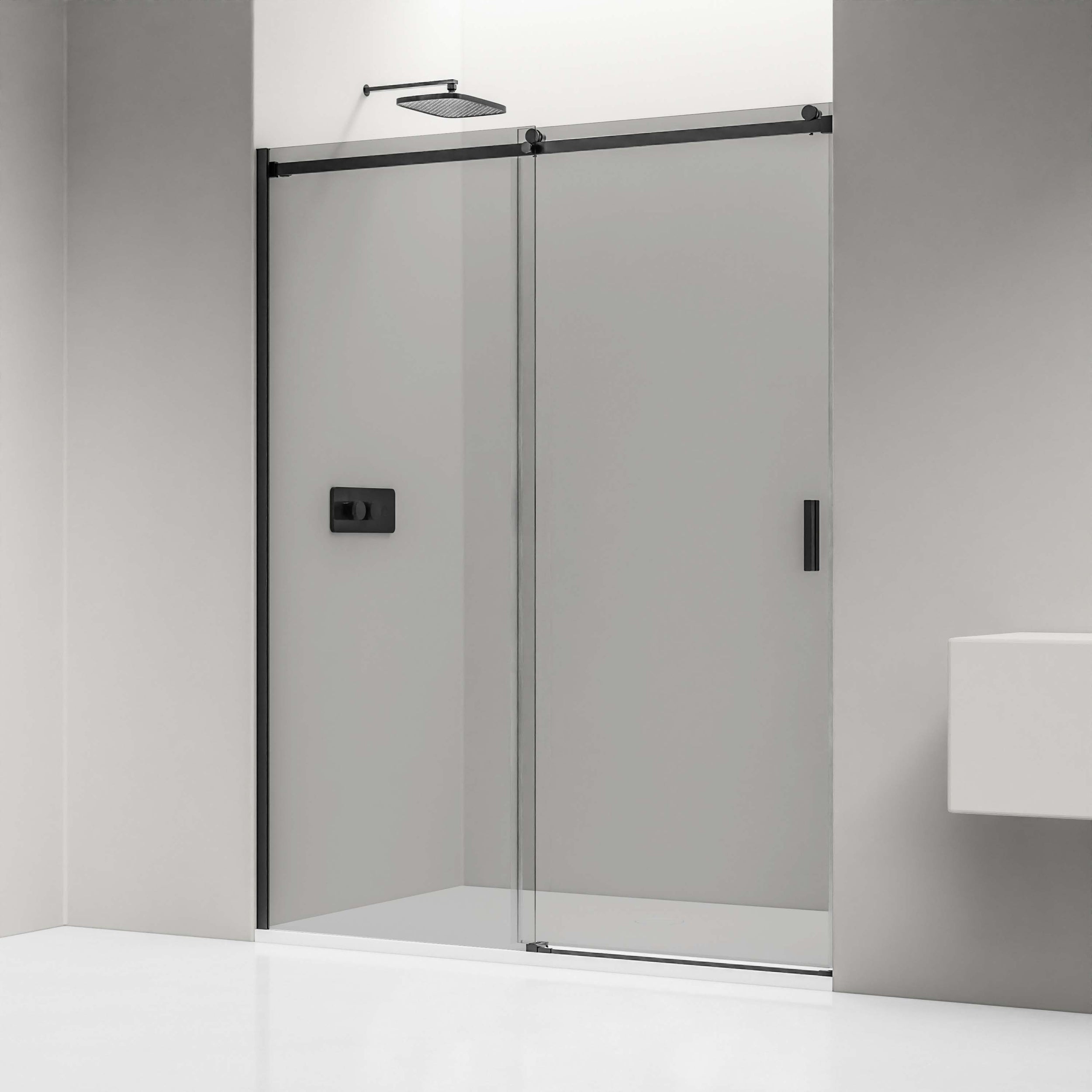 Porte de douche en niche coulissante NT806 FLEX Noir mat