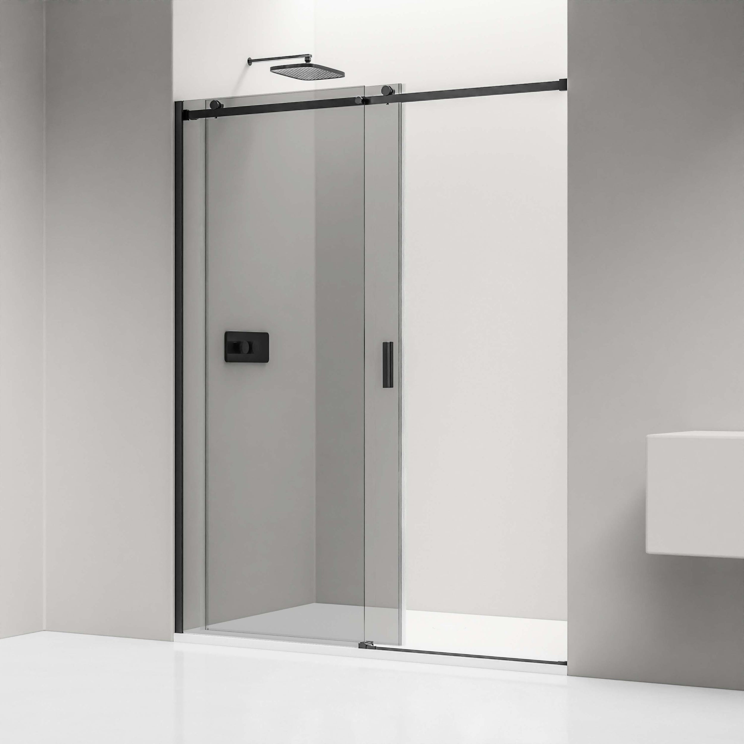 Porte de douche en niche coulissante NT806 FLEX Noir mat