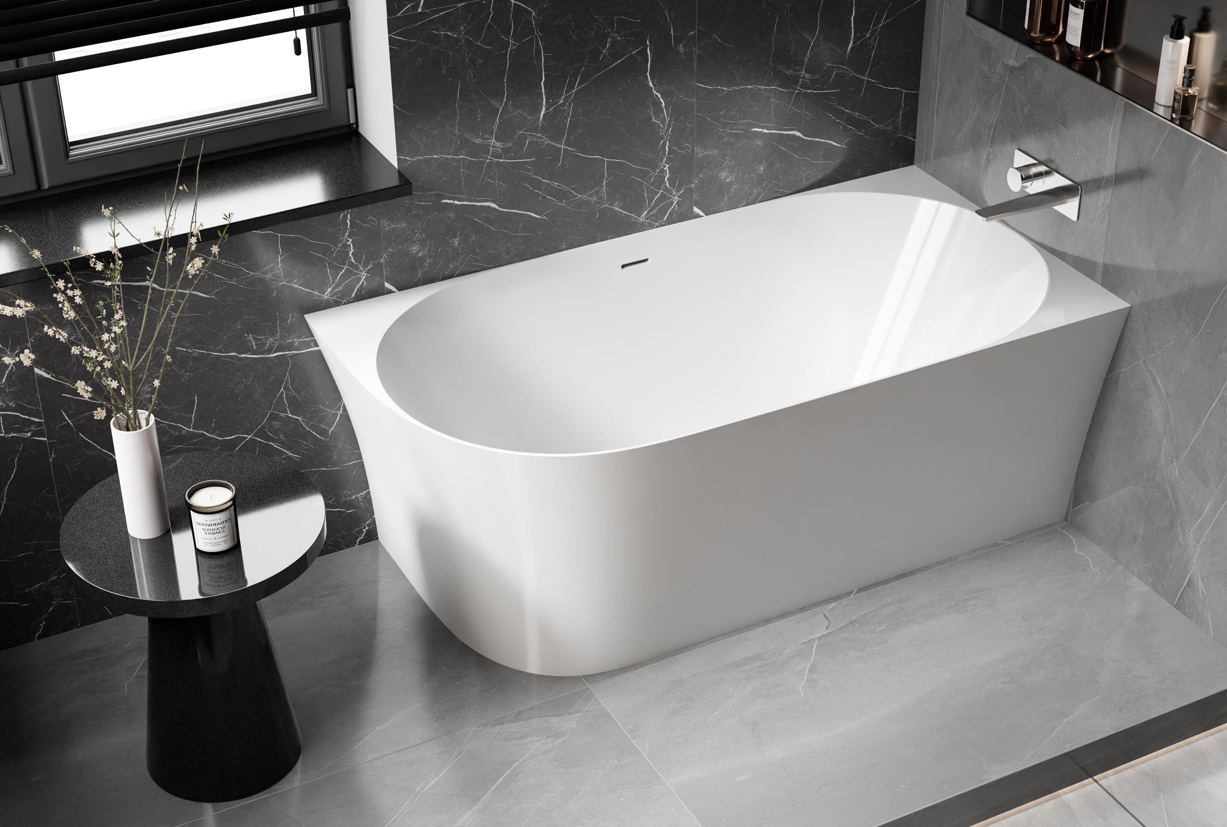 Vasca da bagno a libera installazione NOVA SLIM LINE Acrilico Bianco - Installazione a destra - Dimensioni selezionabili