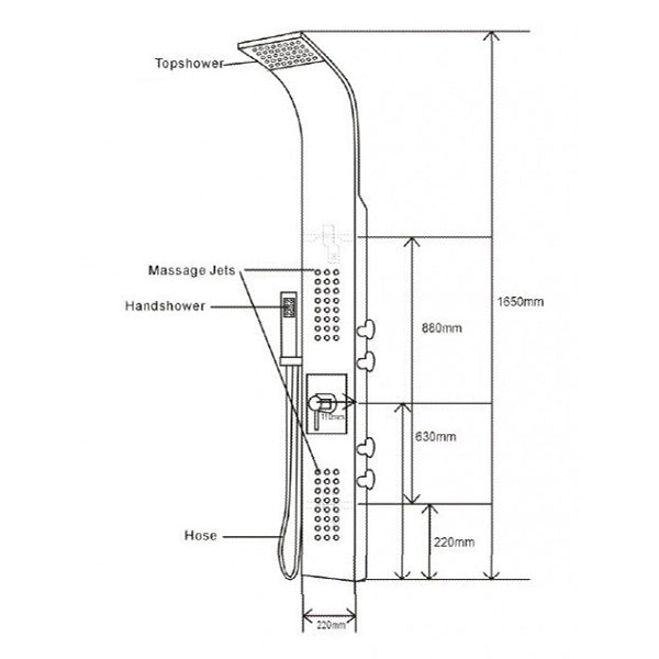 Système de douche, Colonne de douche thermostatique SEDAL 8815, noir