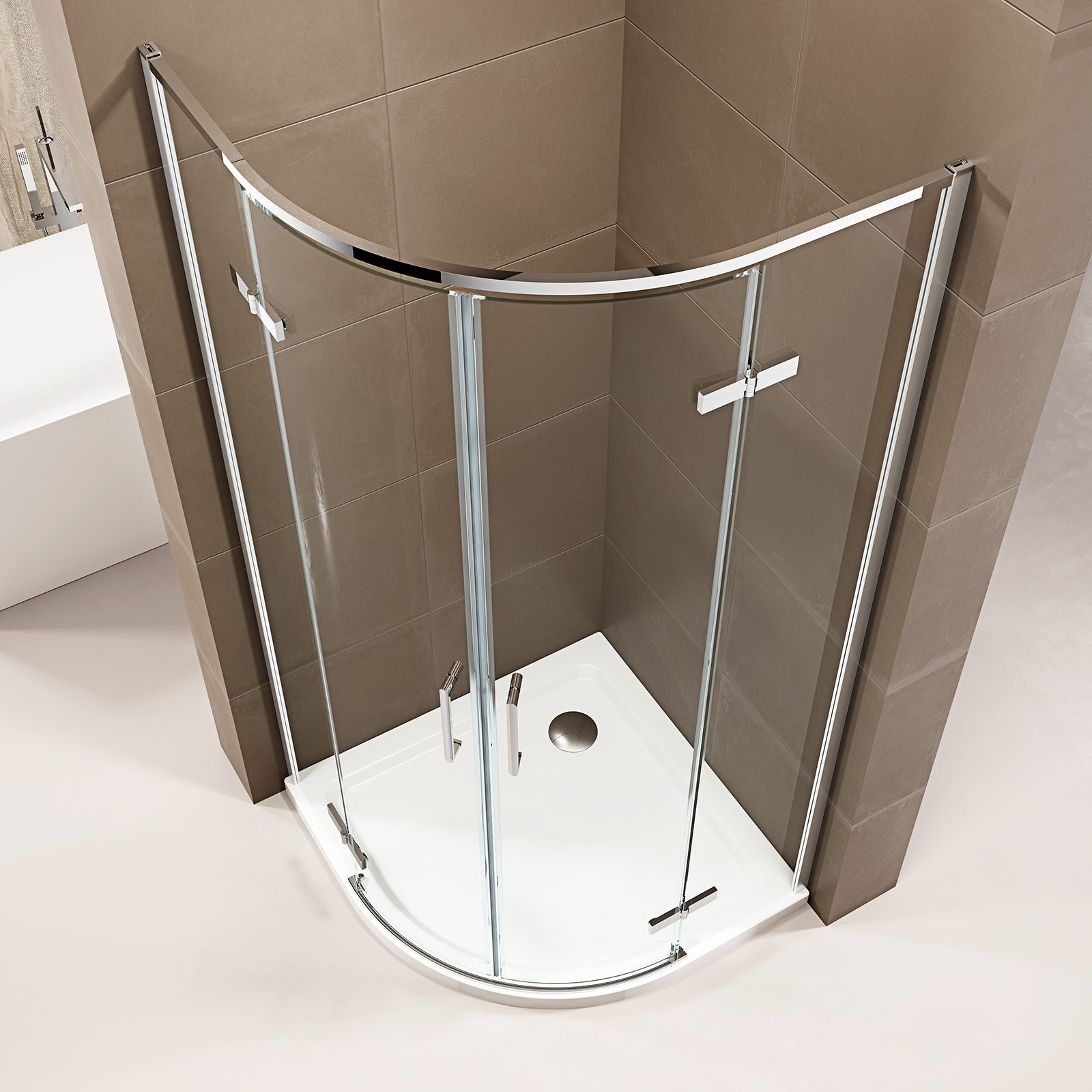 Paroi de douche circulaire EX406A - portes pivotantes - verre Nano 6 mm - dimensions au choix 