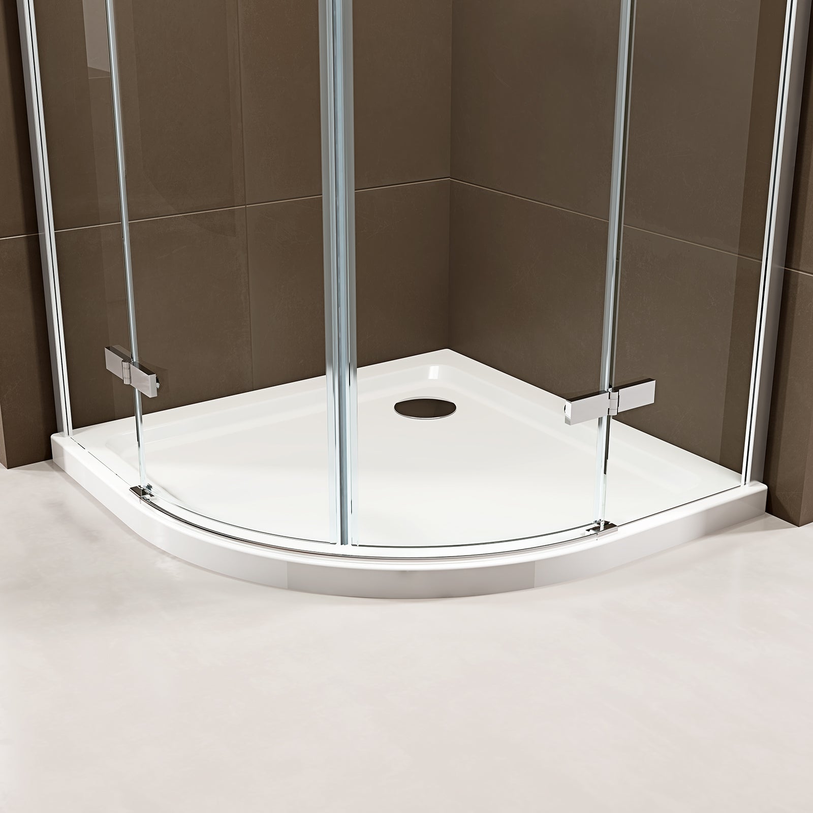 Paroi de douche circulaire EX406A - portes pivotantes - verre Nano 6 mm - dimensions au choix 