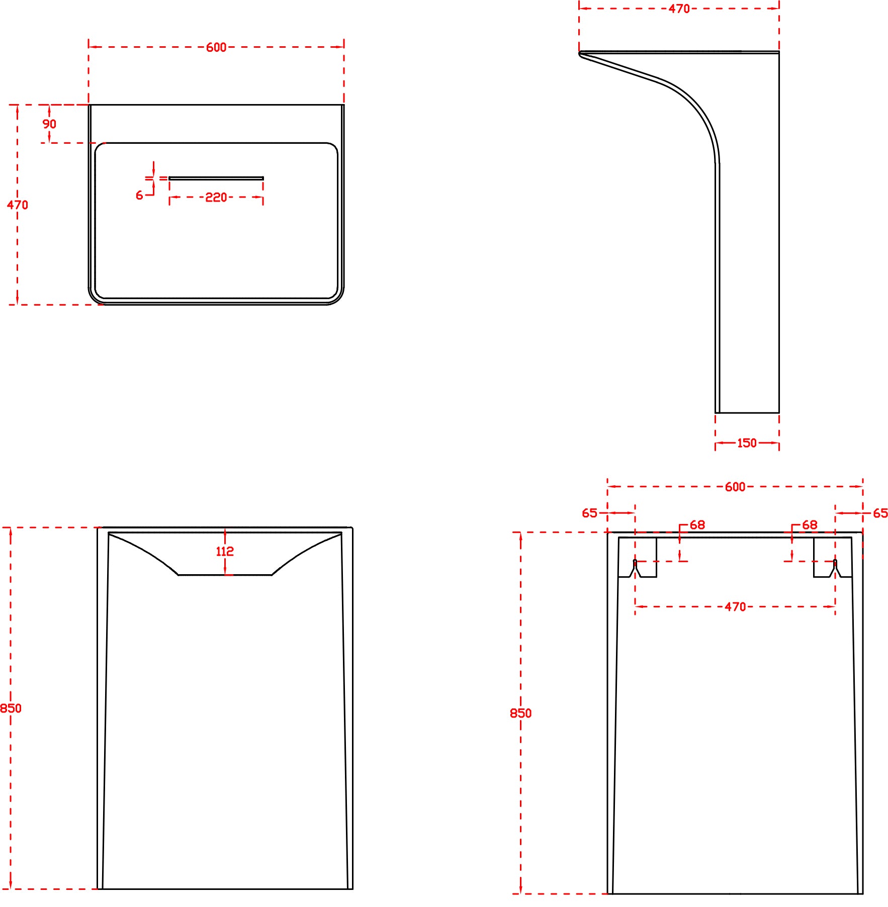 Vasque au sol BERNSTEIN en pierre solide TWZ29 - 60 x 47 x 85 cm