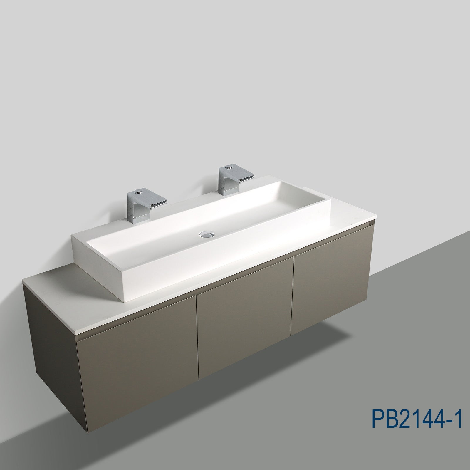 Set di mobili da bagno Luna 1600 grigio opaco con piano lavabo in fusione minerale