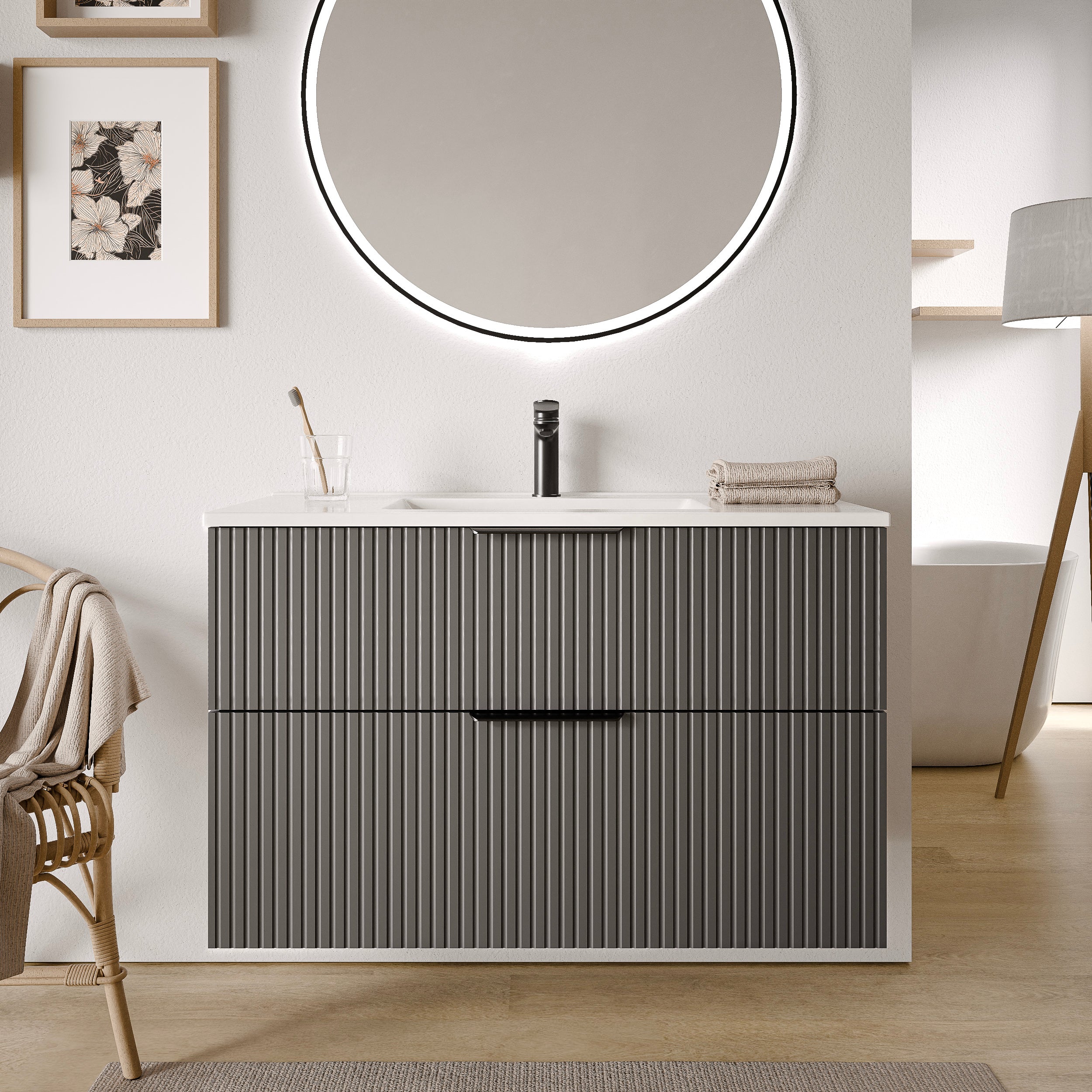 Badmöbel Set TIM 100 cm mit Waschbecken